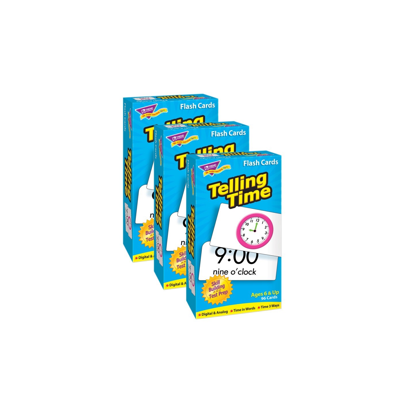 TREND Telling Time Skill Drill Flash Cards, 3 Packs