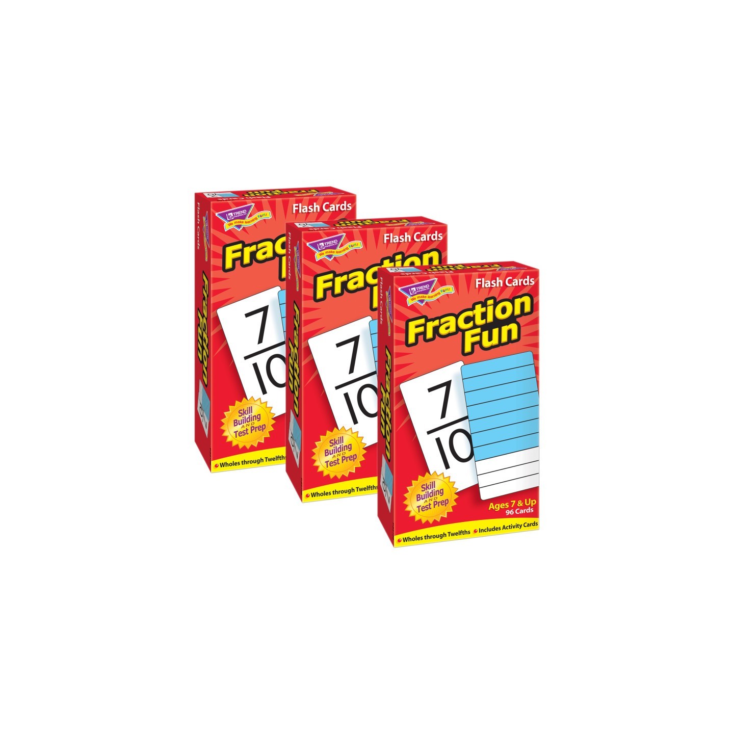 TREND Fraction Fun Skill Drill Flash Cards, 3 Packs