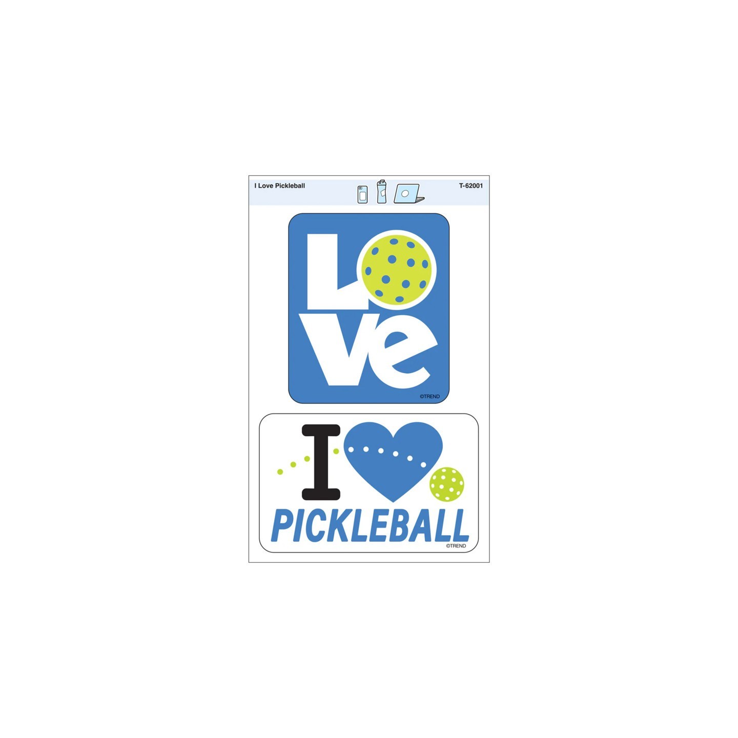 TREND I Love Pickleball Vinyl Stickers, Pack of 2