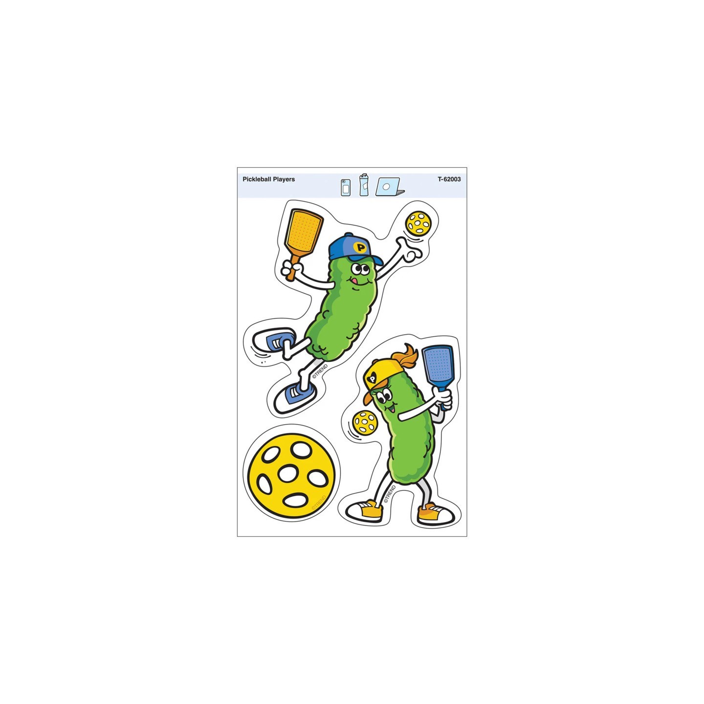 TREND Pickleball Players Vinyl Stickers, Pack of 3