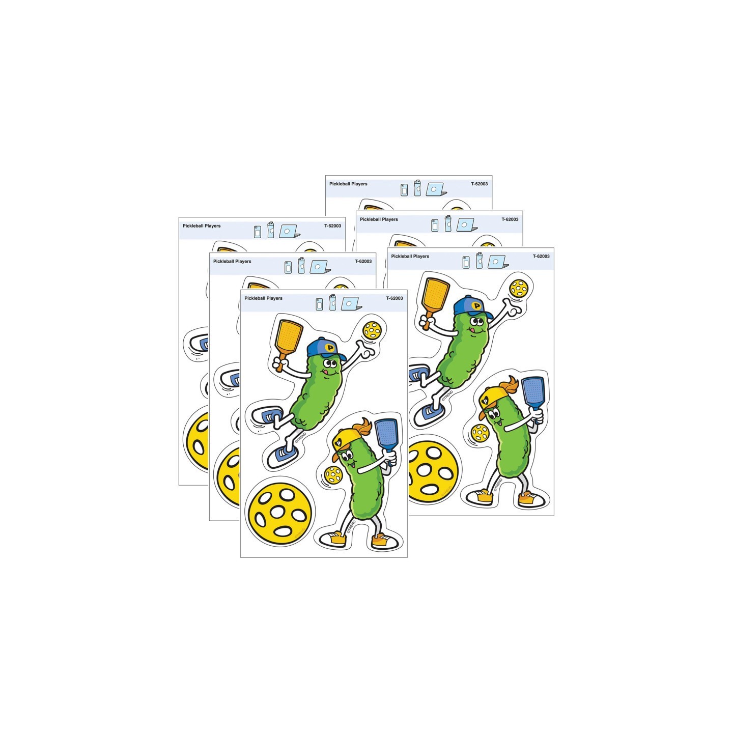 TREND Pickleball Players Vinyl Stickers, 3 Per Pack, 6 Packs