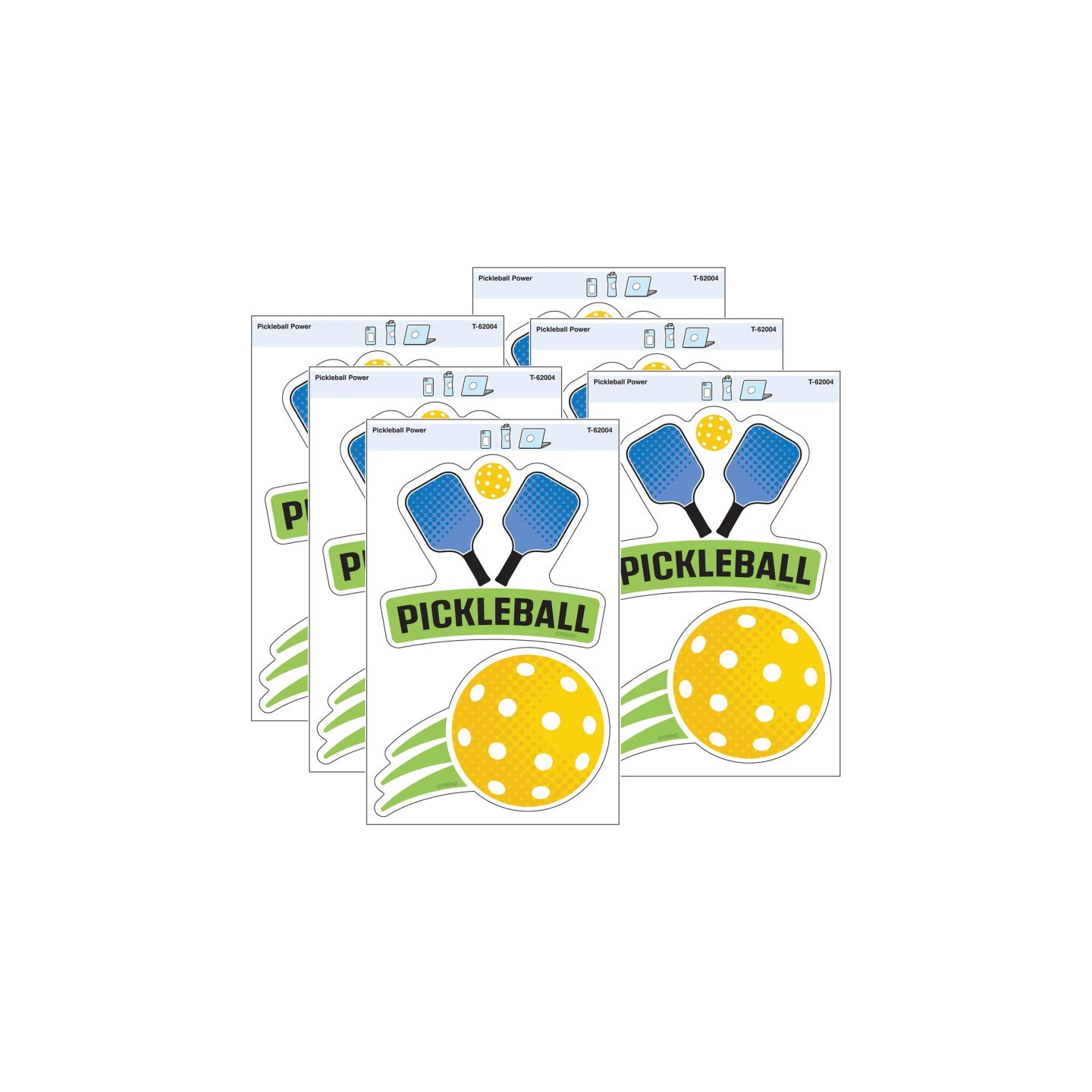 TREND Pickleball Power Vinyl Stickers, 2 Per Pack, 6 Packs