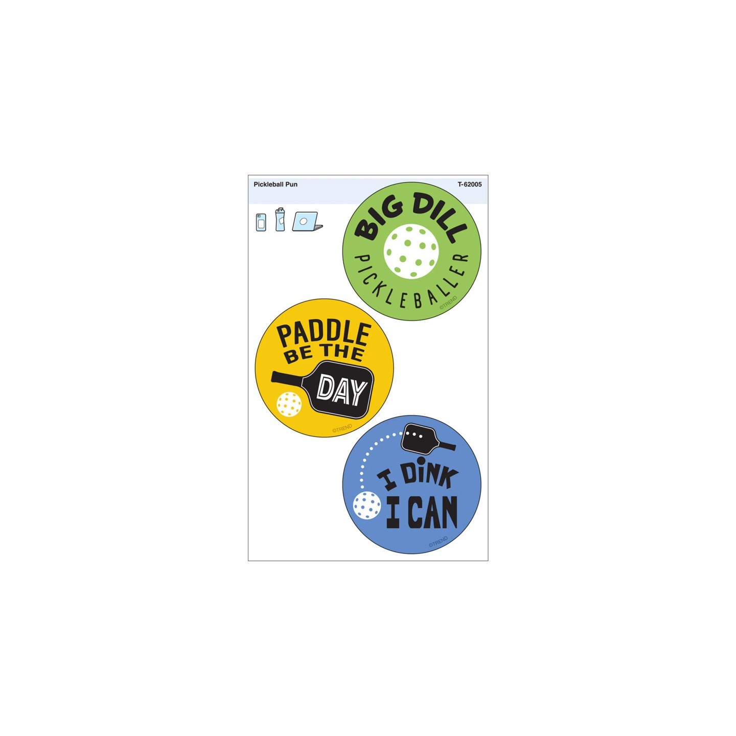 TREND Pickleball Pun Vinyl Stickers, Pack of 3