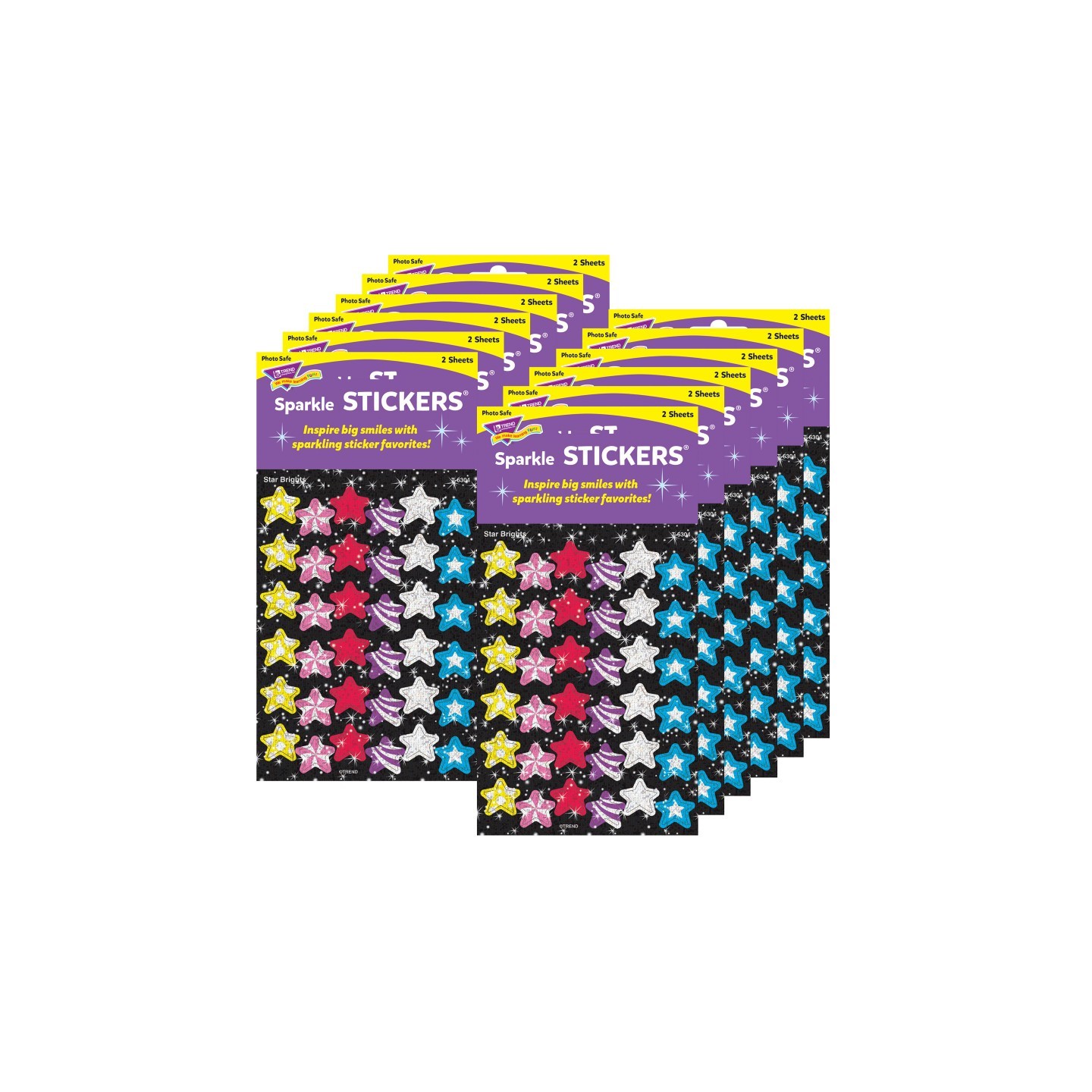 TREND Star Brights Sparkle Stickers®, 72 Per Pack, 12 Packs
