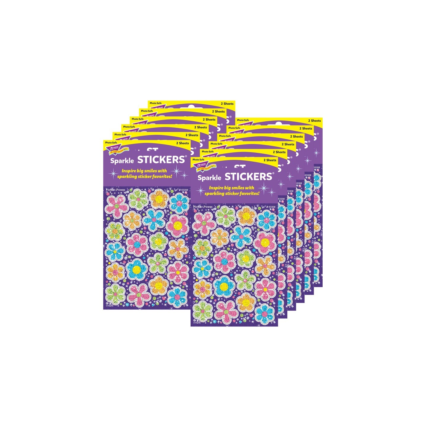 TREND Flower Power Sparkle Stickers®-Large, 40 Per Pack, 12 Packs