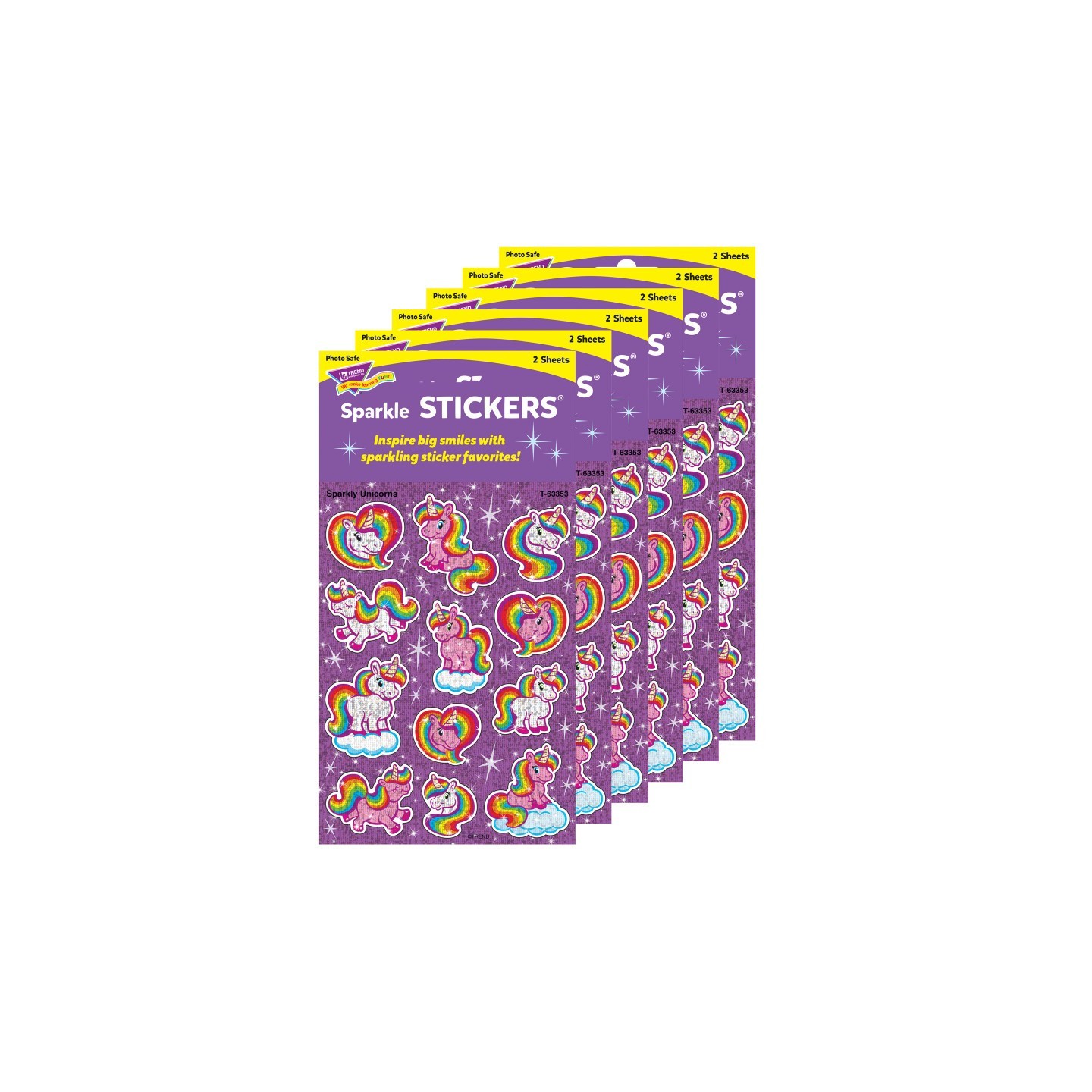 TREND Sparkly Unicorns Sparkle Stickers®, 24 Per Pack, 6 Packs