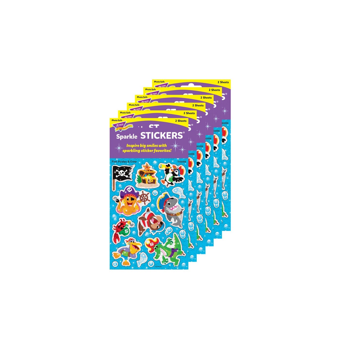 TREND Fish Pirates & Crew Sparkle Stickers®, 32 Per Pack, 6 Packs