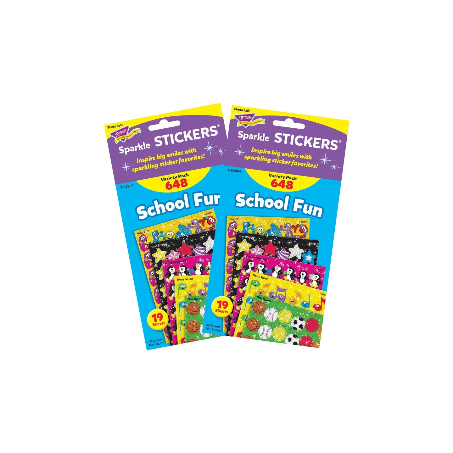 TREND School Fun Sparkle Stickers® Variety Pack, 648 Per Pack, 2 Packs