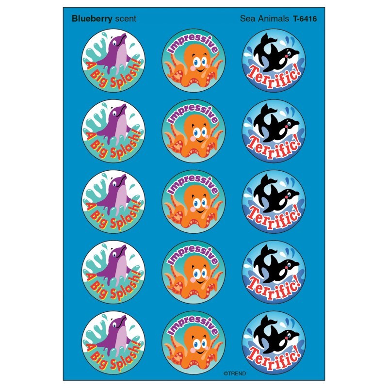 TREND Sea Animals/Blueberry Stinky Stickers®, 60 Ct
