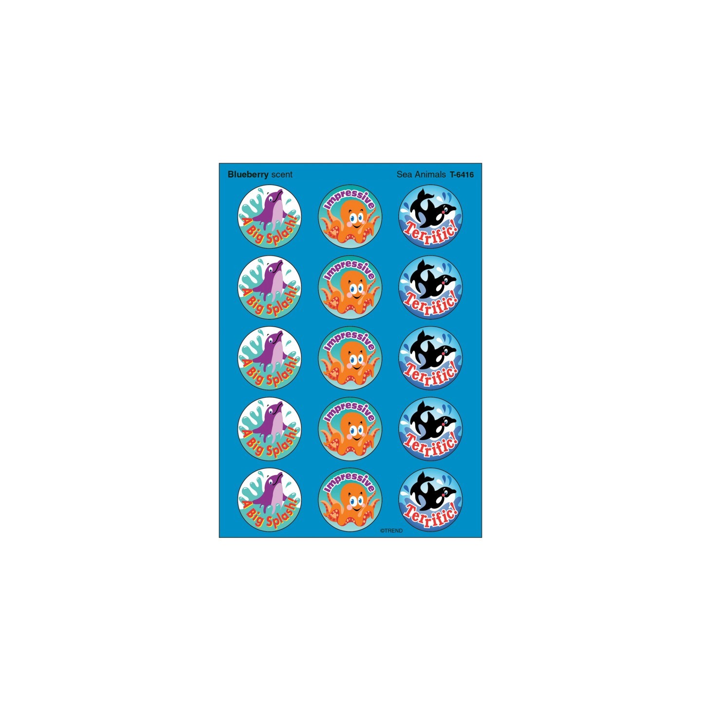 TREND Sea Animals/Blueberry Stinky Stickers®, 60 Ct