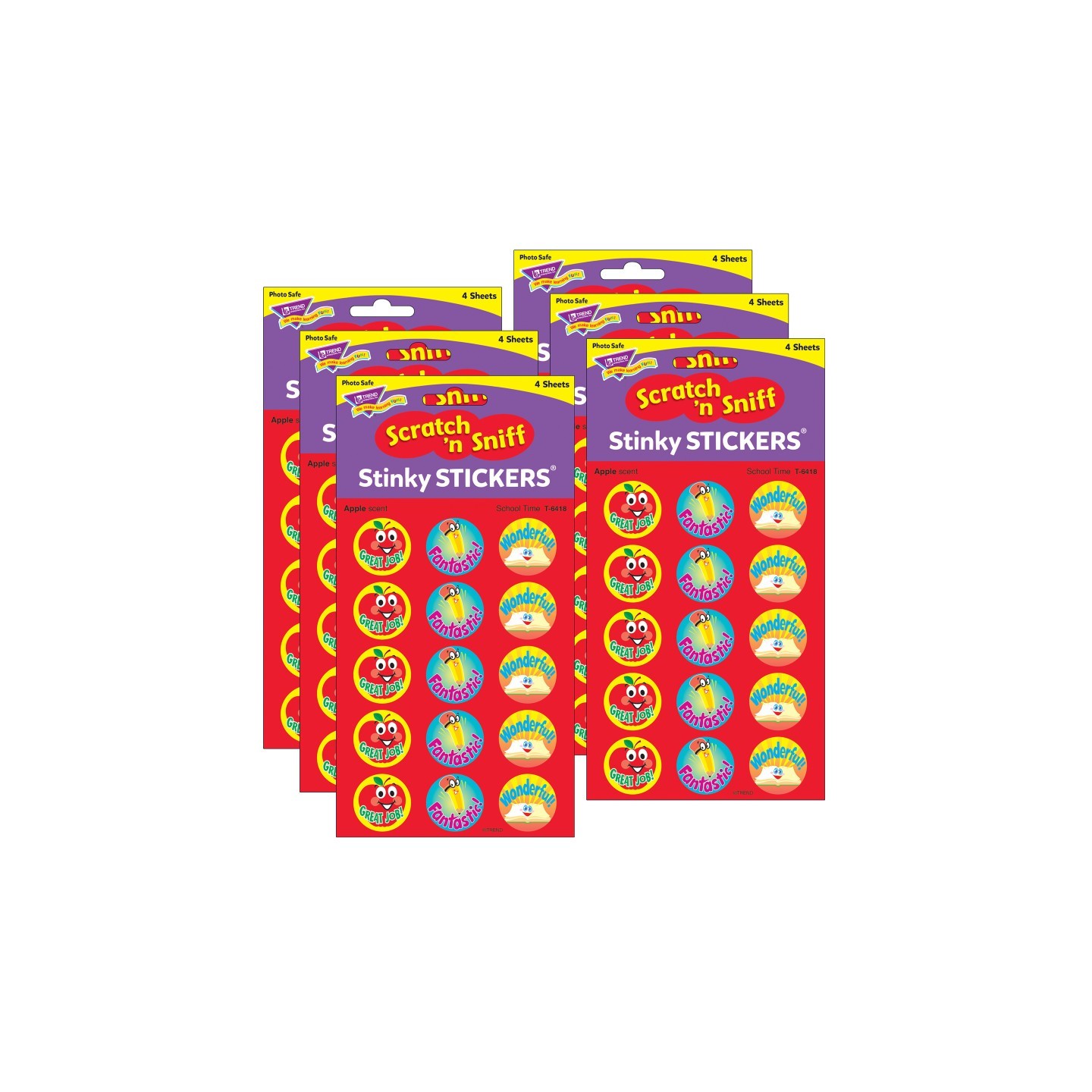 TREND School Time/Apple Stinky Stickers®, 60 Per Pack, 6 Packs