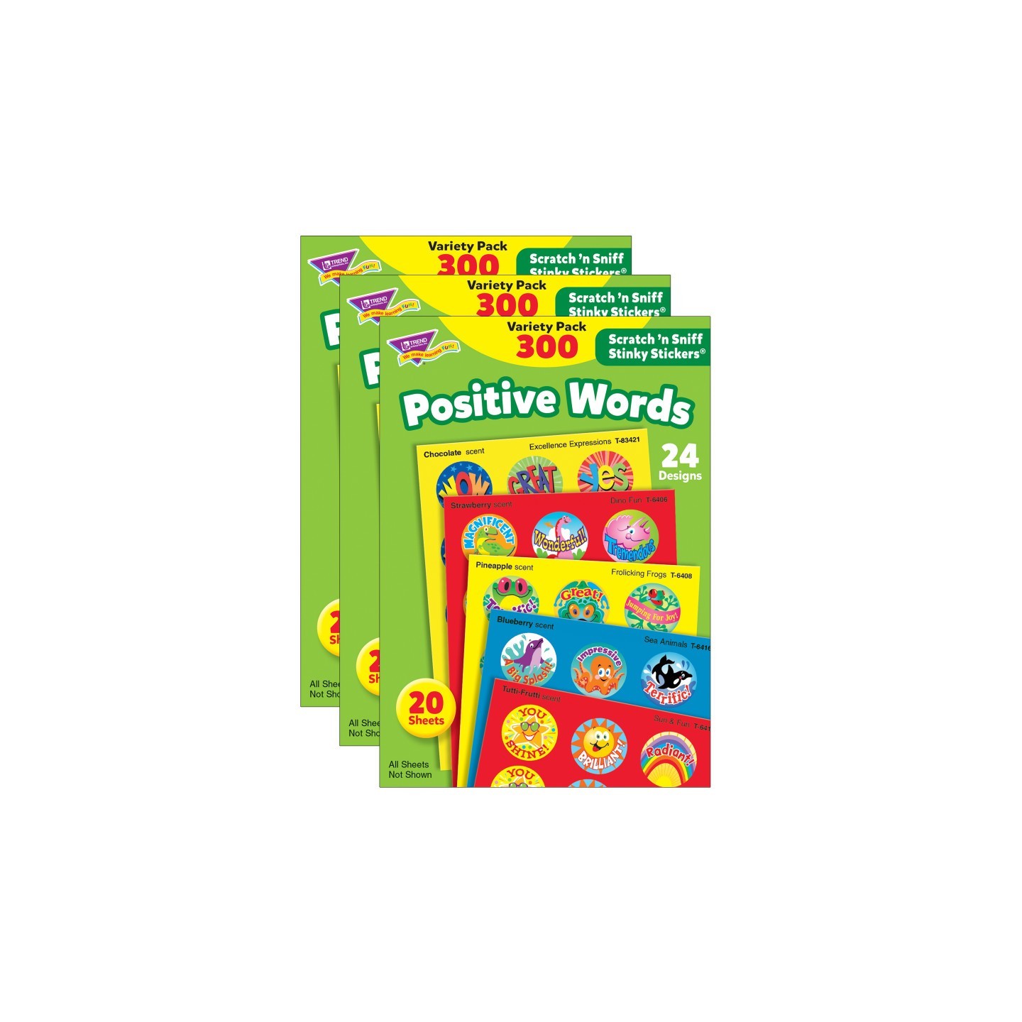 TREND Positive Words Stinky Stickers® Variety Pack, 300 Per Pack, 3 Packs