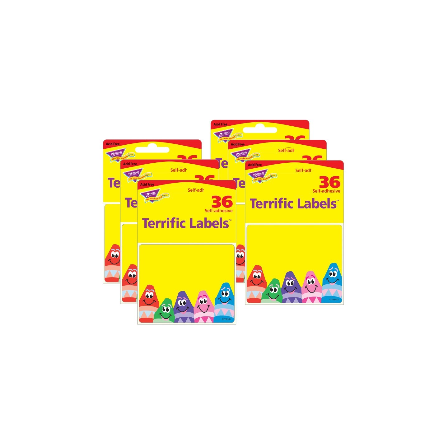 TREND Colorful Crayons Terrific Labels™, 36 Per Pack, 6 Packs