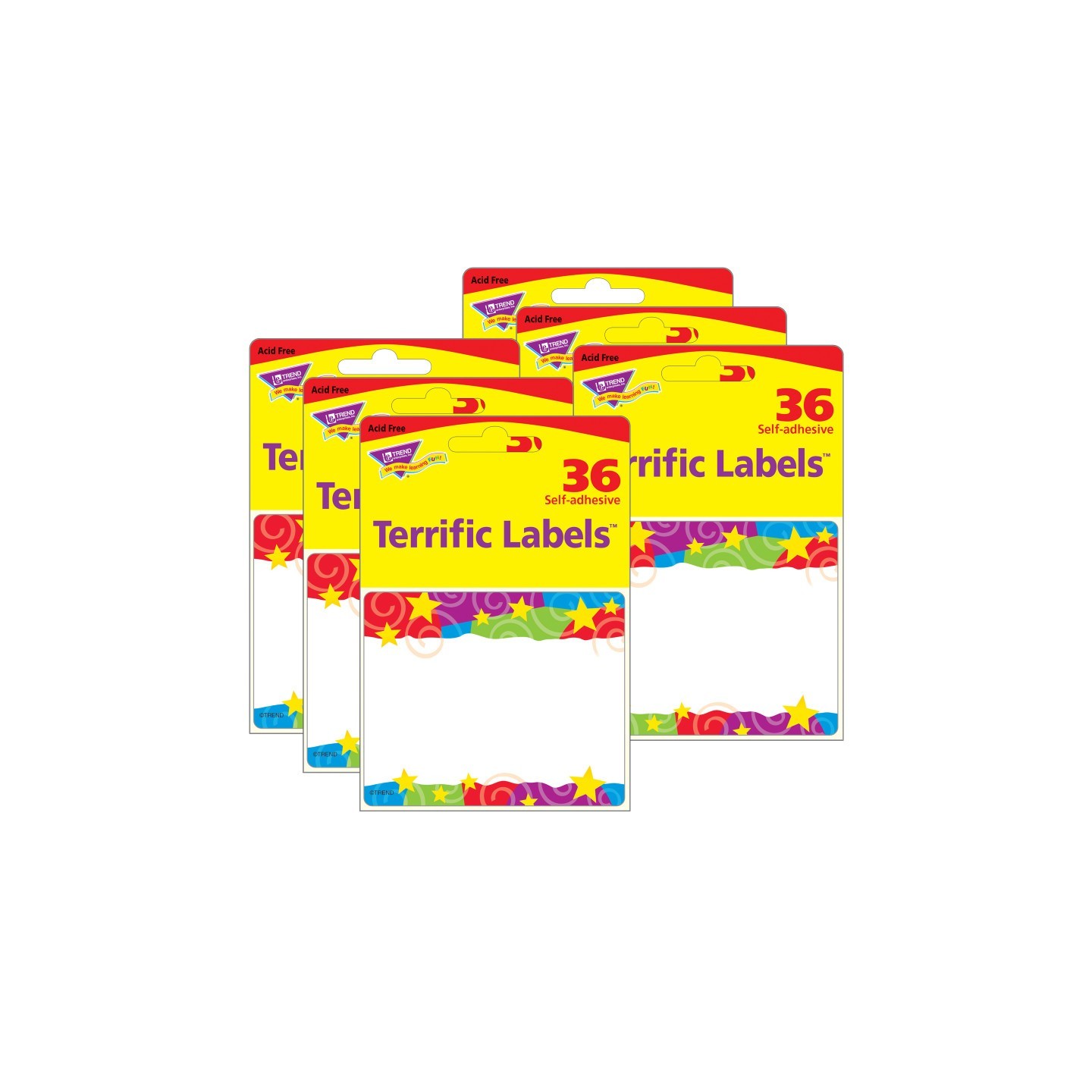 TREND Stars 'n Swirls Terrific Labels™, 36 Per Pack, 6 Packs