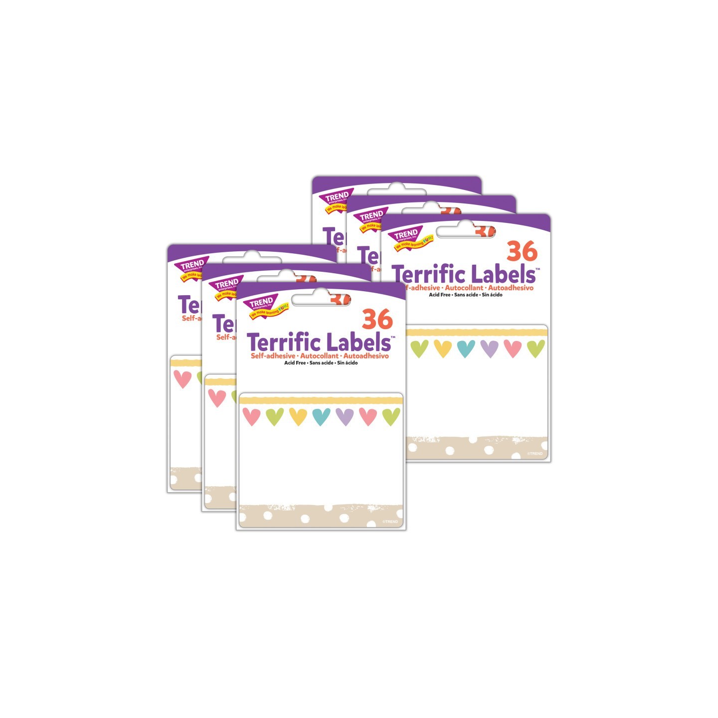 TREND Take Heart Terrific Labels™, 36 Per Pack, 6 Packs