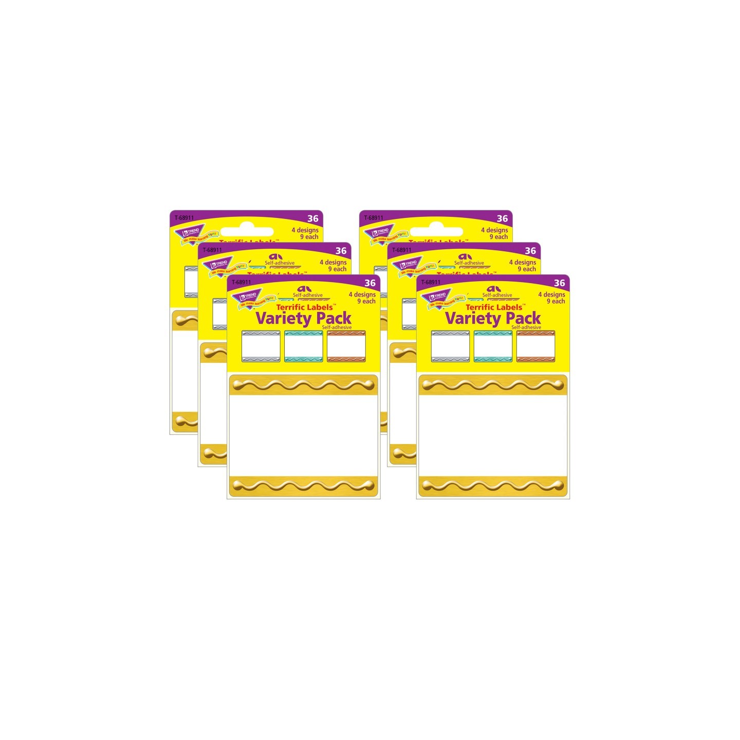 TREND I ♥ Metal™ Embossed Terrific Labels™ Variety Pack, 36 Per Pack, 6 Packs