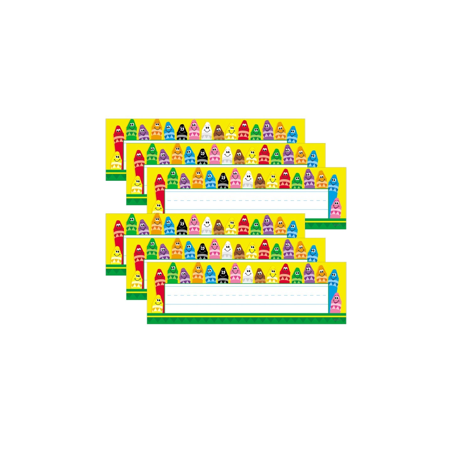 TREND Colorful Crayons Desk Toppers® Name Plates, 36 Per Pack, 6 Packs
