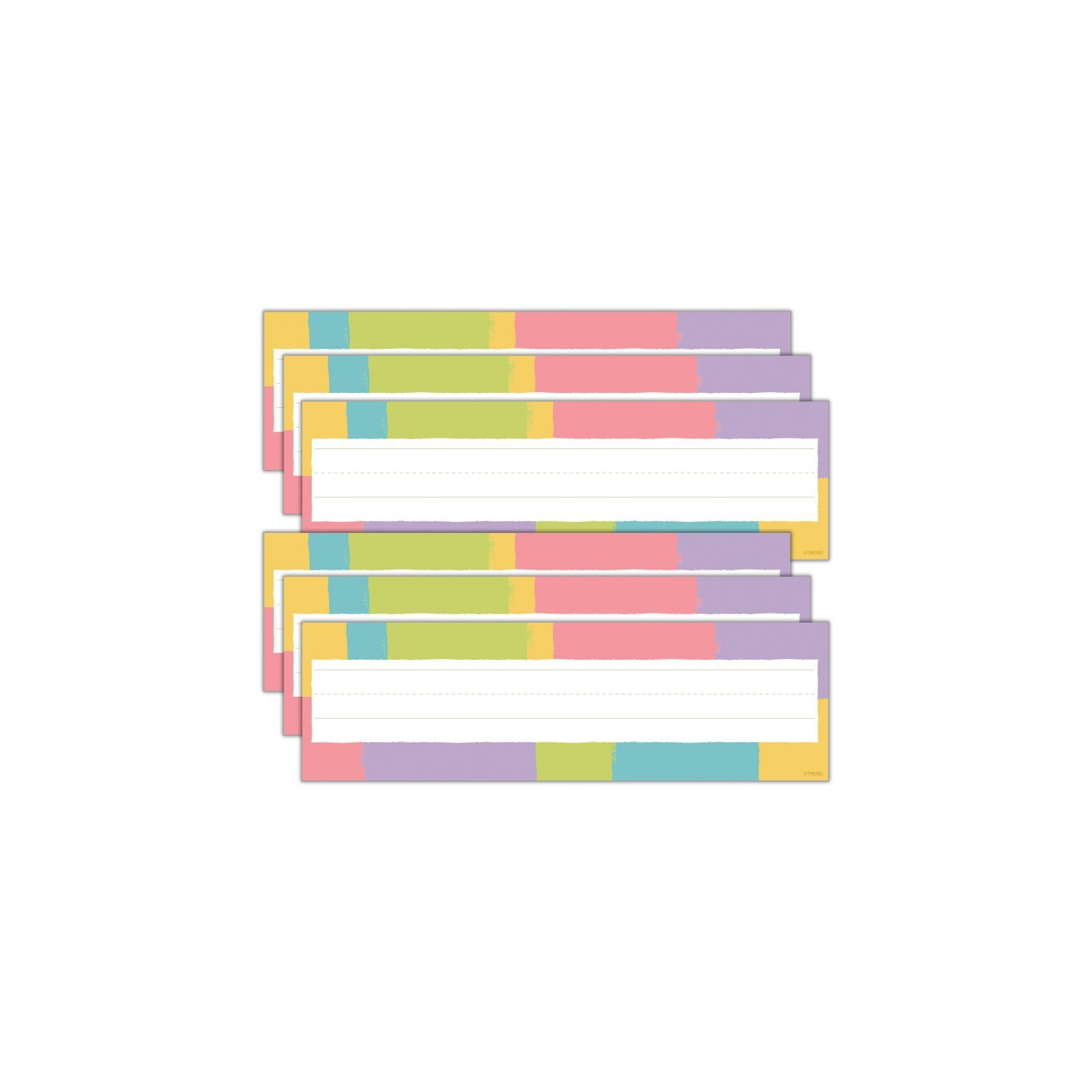TREND Cheerful Stripes Desk Toppers® Name Plates, 36 Per Pack, 6 Packs