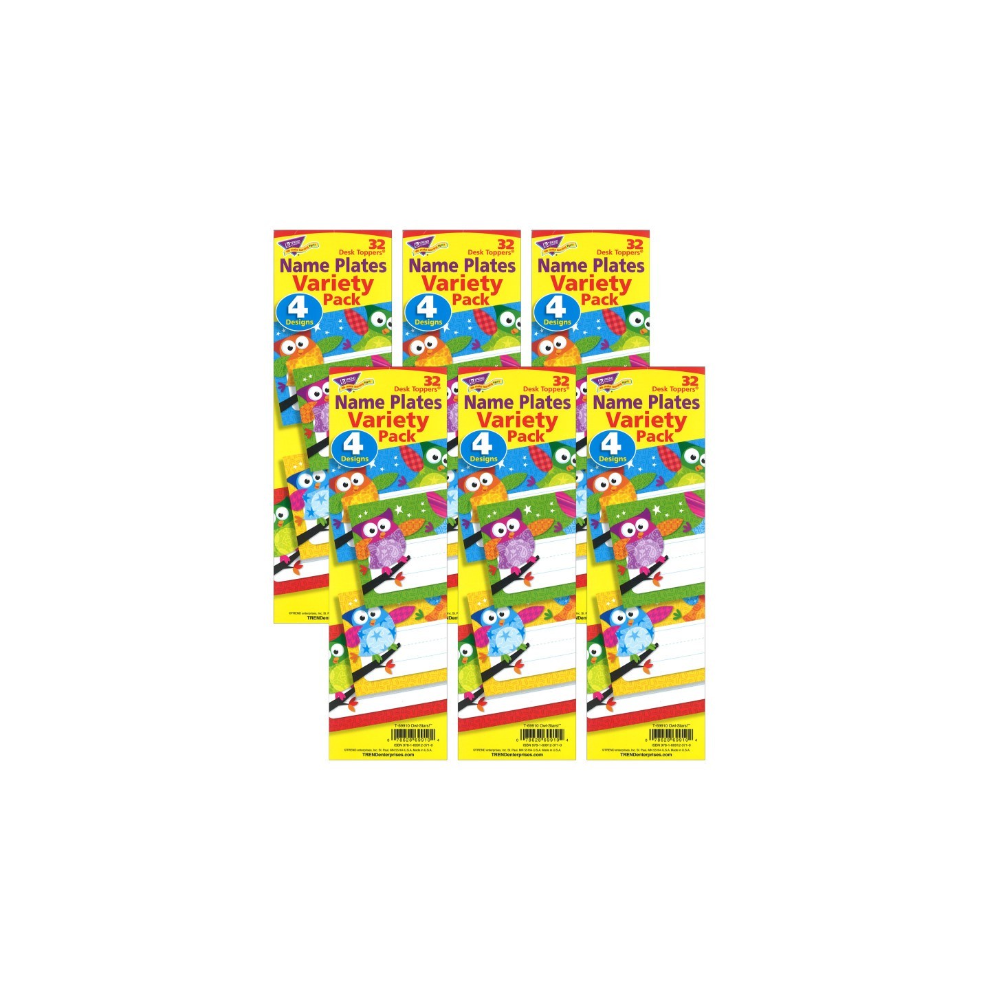 TREND Owl-Stars!® Desk Toppers® Name Plates Variety Pack, 32 Per Pack, 6 Packs