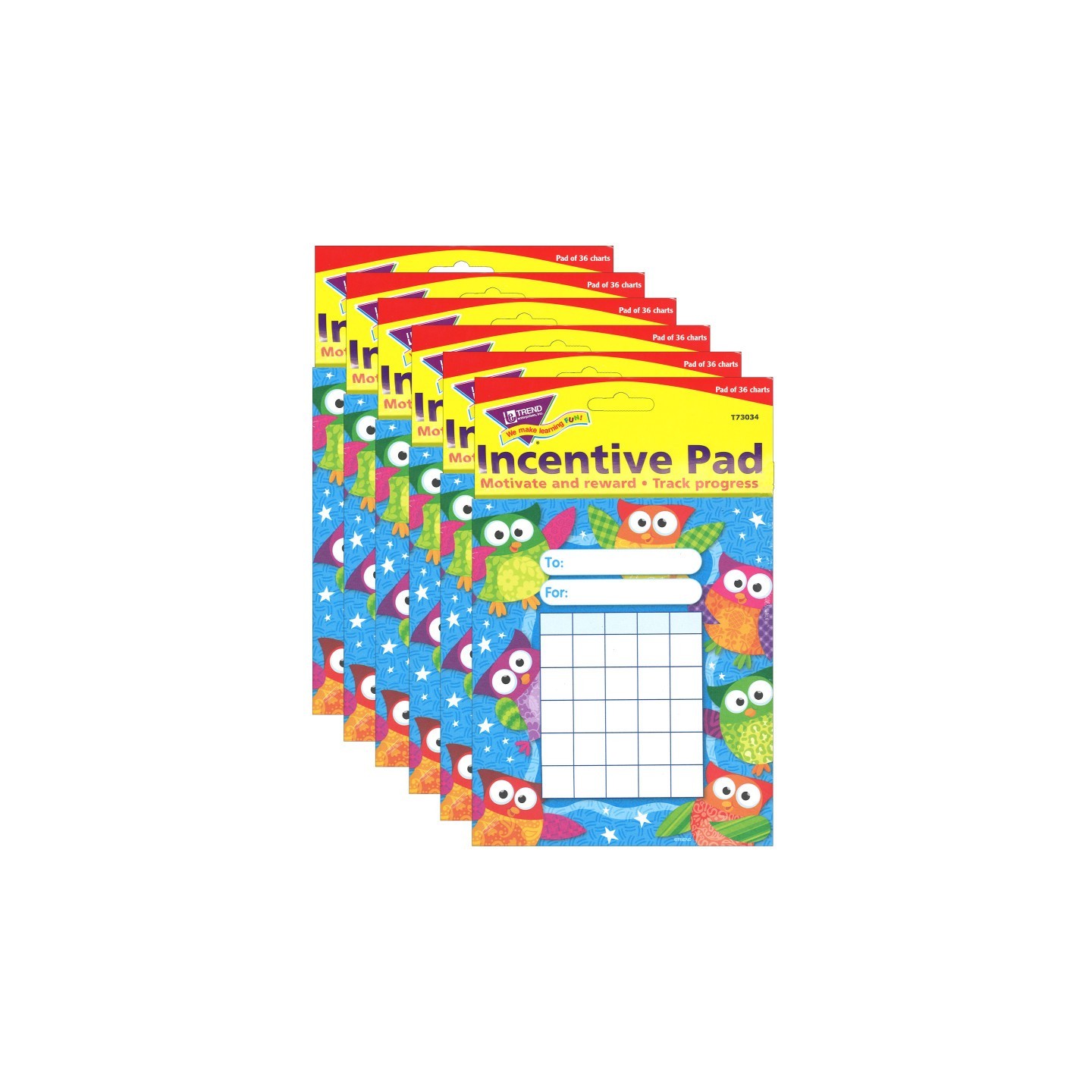 TREND Owl-Stars! Incentive Pad, Pack of 6
