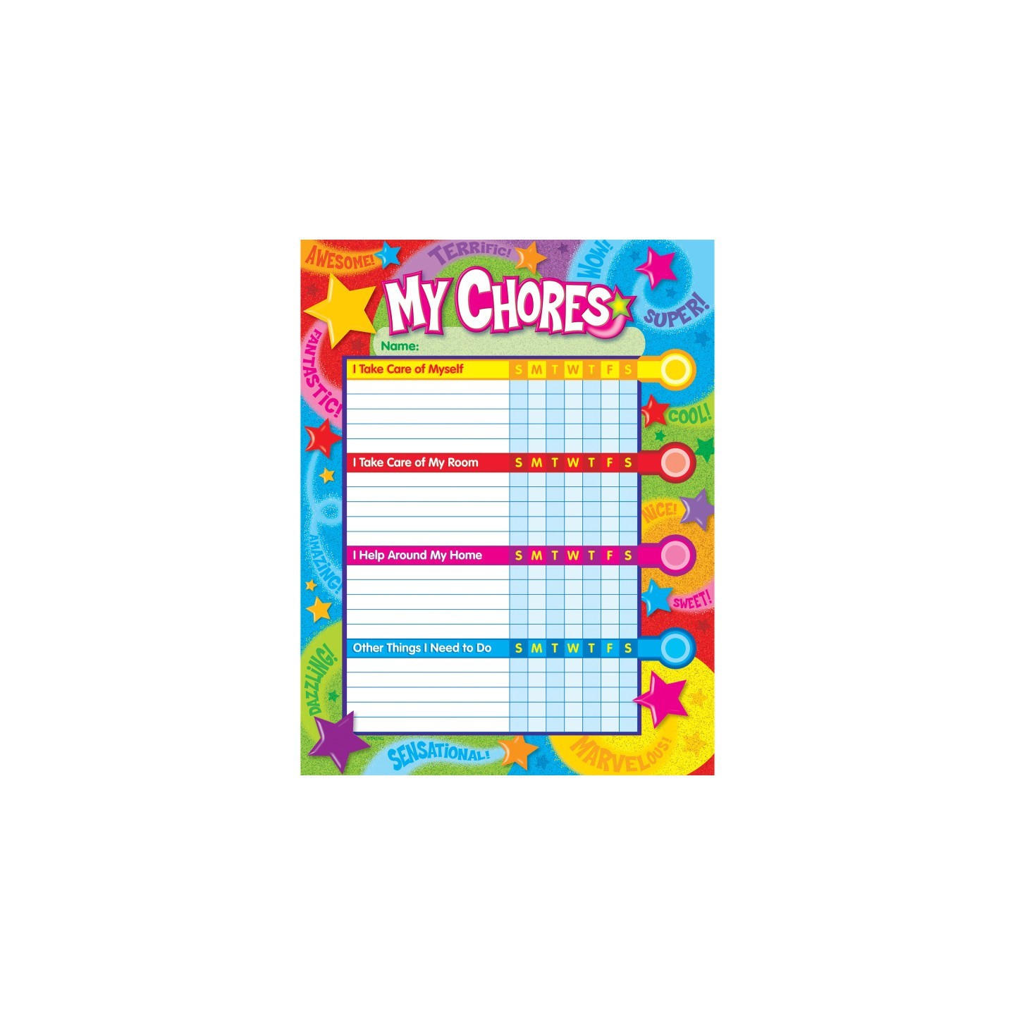 TREND Praise Words 'n Stars Chore Charts, pad of 25