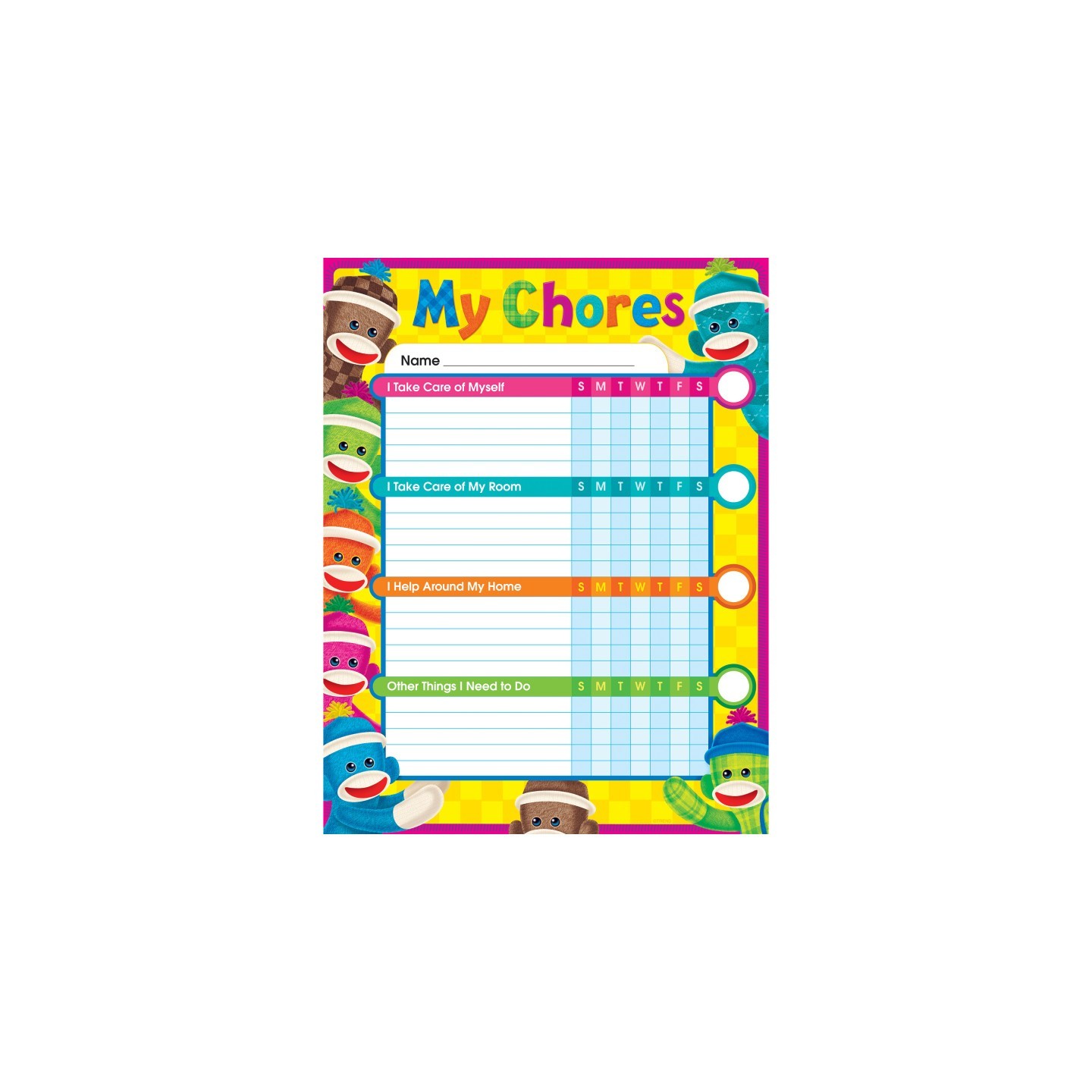 TREND Sock Monkeys Chore Charts, pad of 25