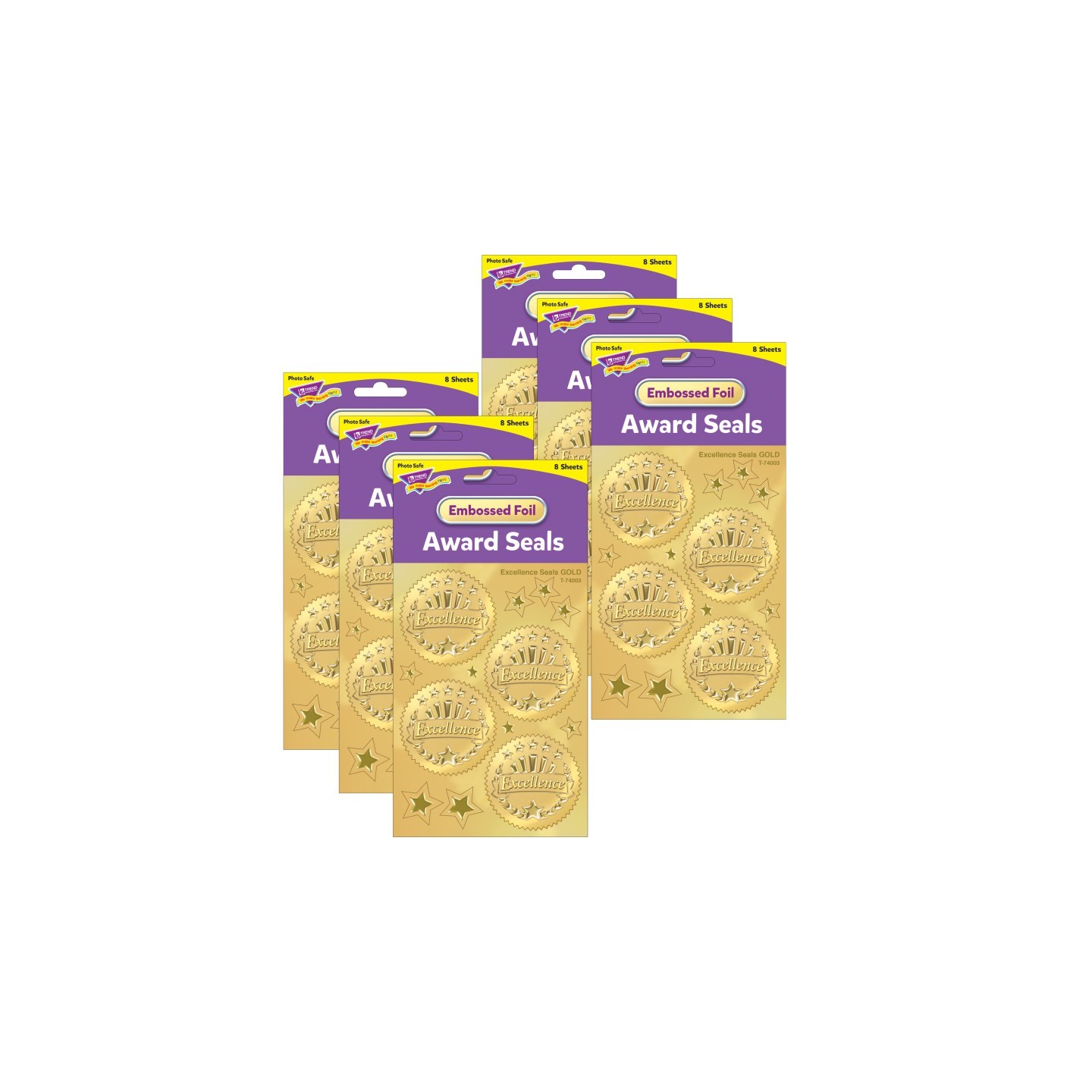 TREND Excellence (Gold) Award Seals Stickers, 32 Per Pack, 6 Packs