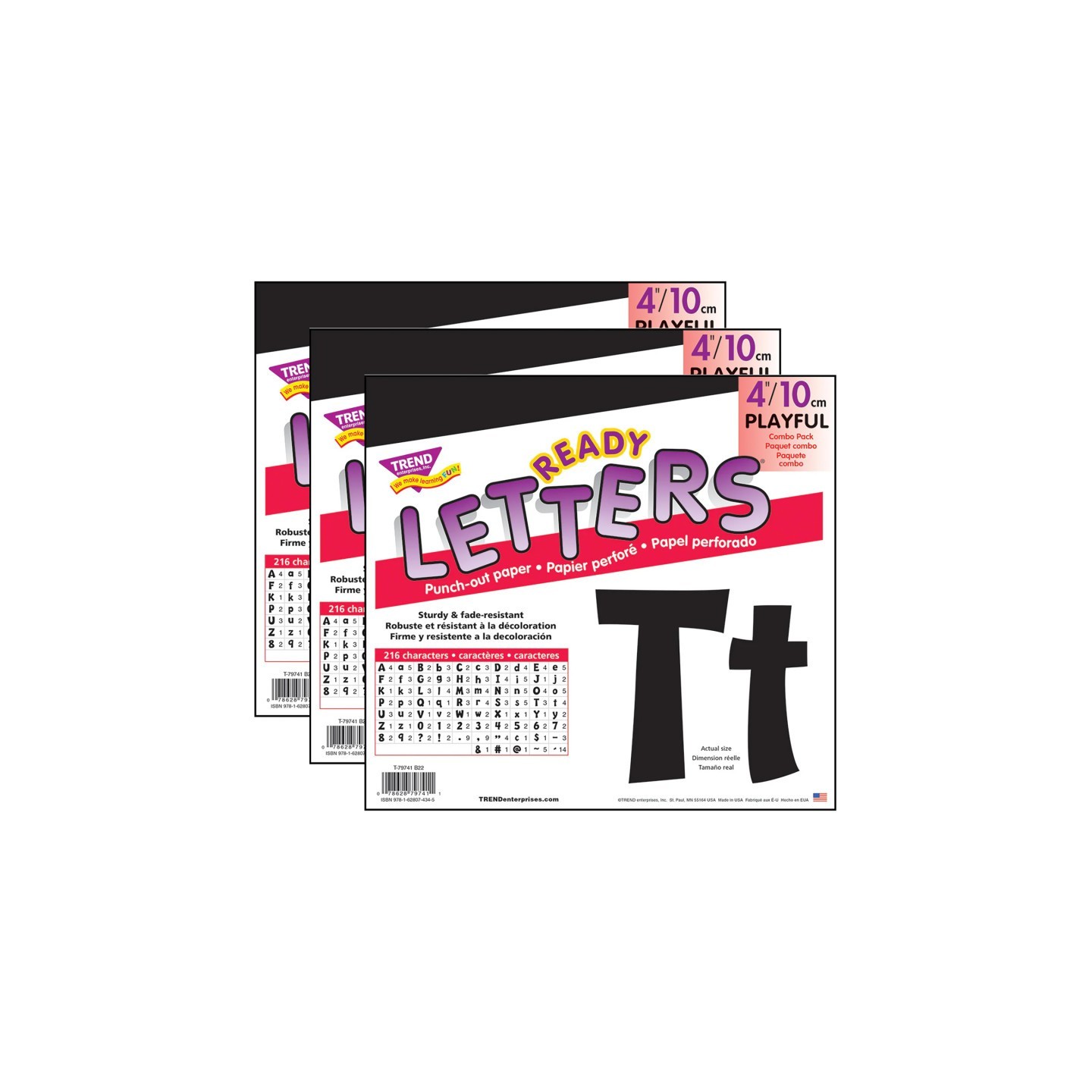 TREND Black 4" Playful Combo Ready Letters®, 3 Packs