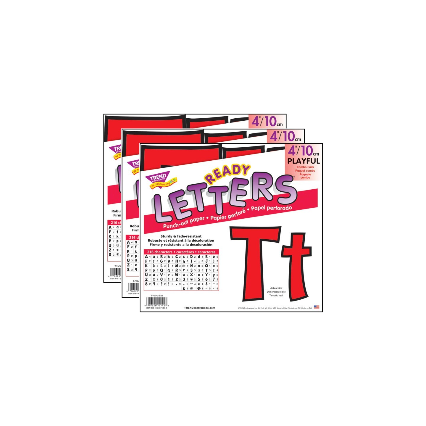 TREND Red 4" Playful Combo Ready Letters®, 3 Packs