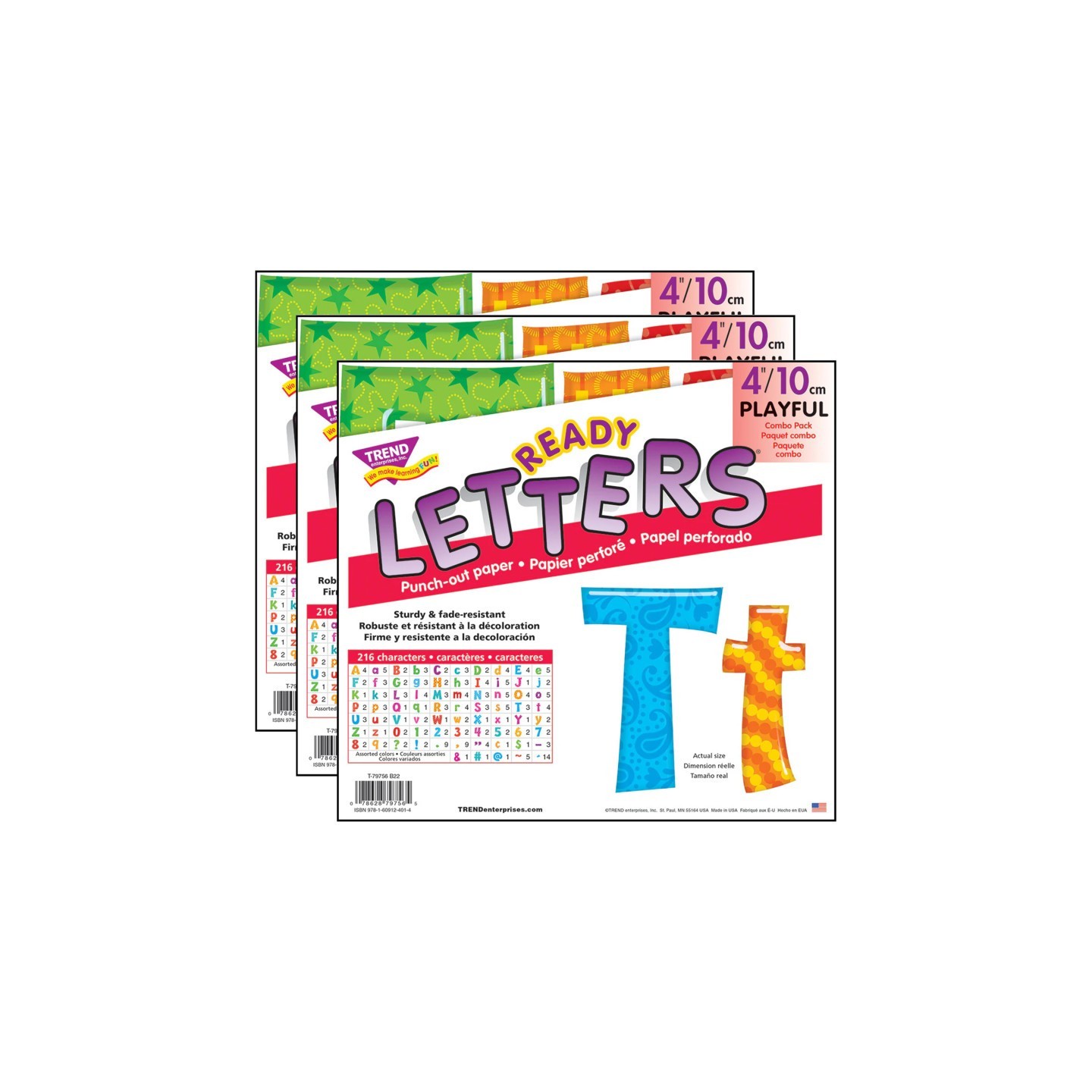 TREND Colorful Patterns 4" Play Combo Ready Letters®, 3 Packs