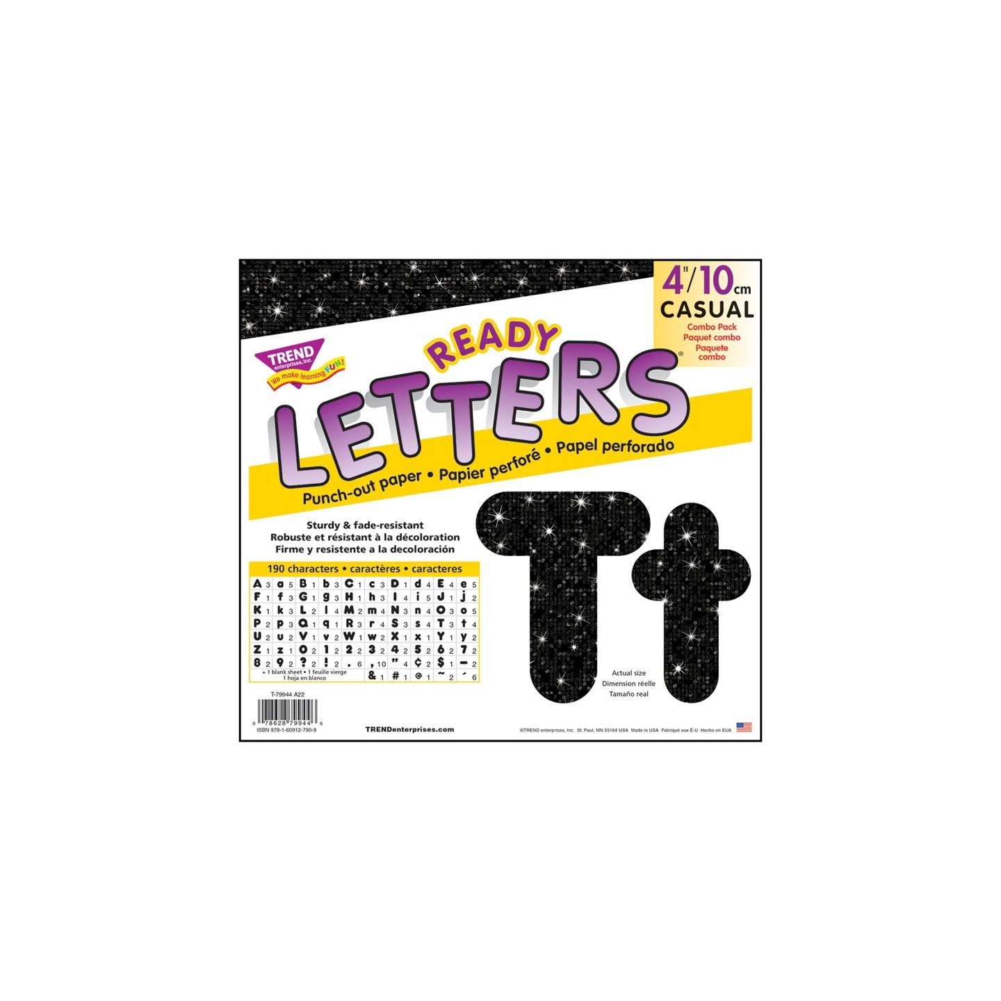 TREND Black Sparkle 4" Casual Combo Ready Letters®