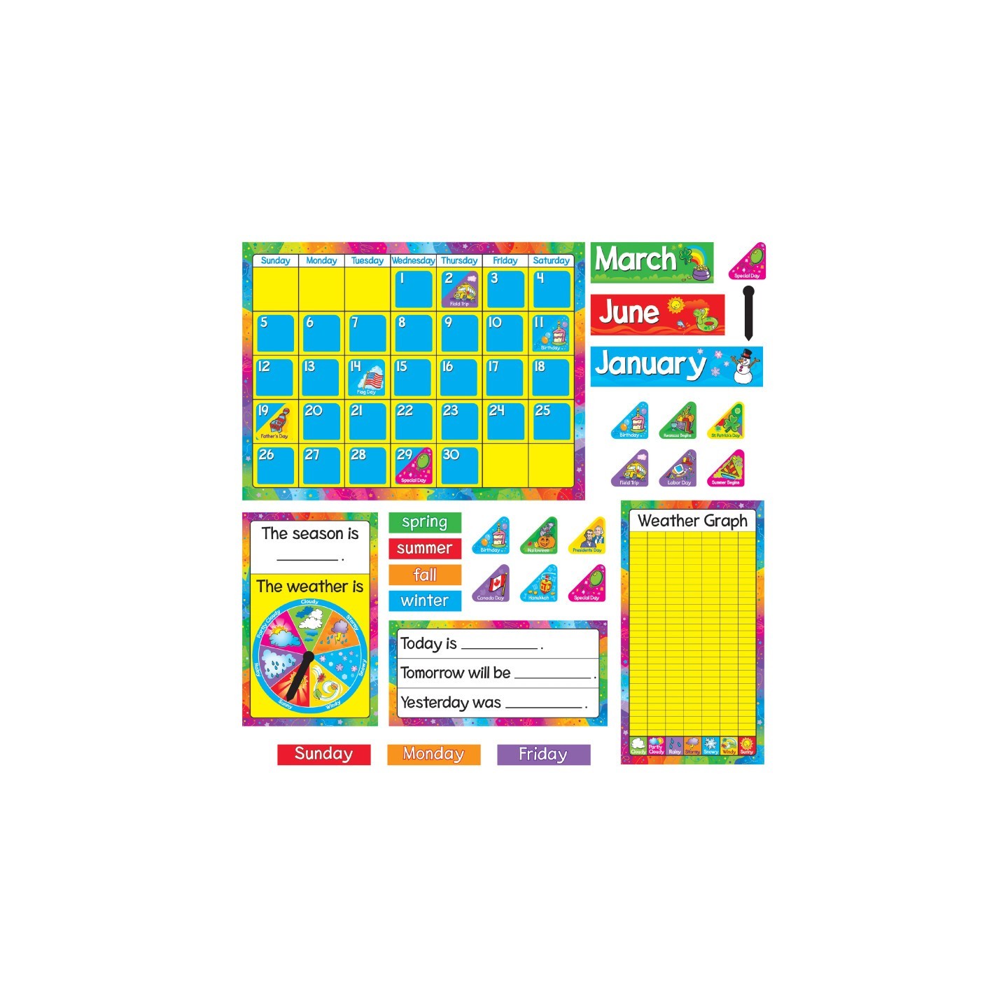 TREND Year Around Calendar Bulletin Board Set