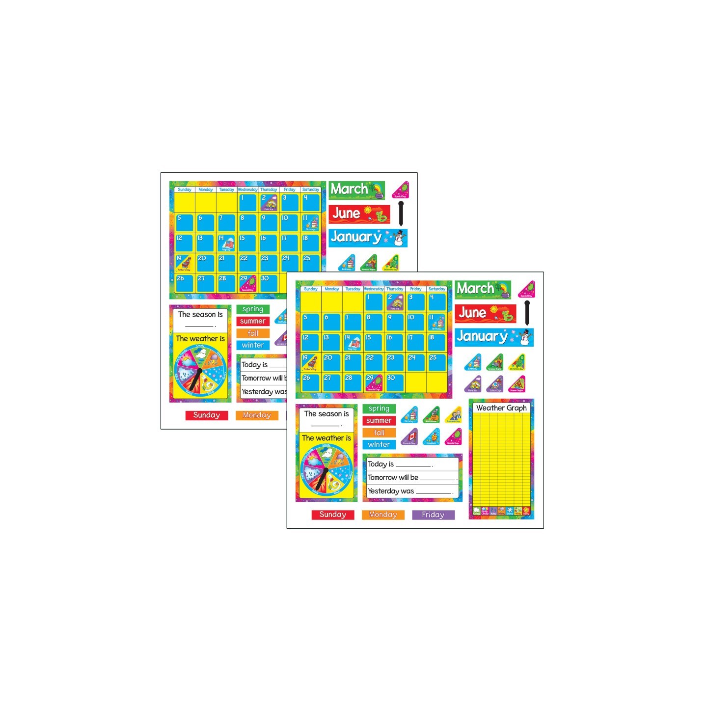 TREND Year Around Calendar Bulletin Board Set, 2 Sets