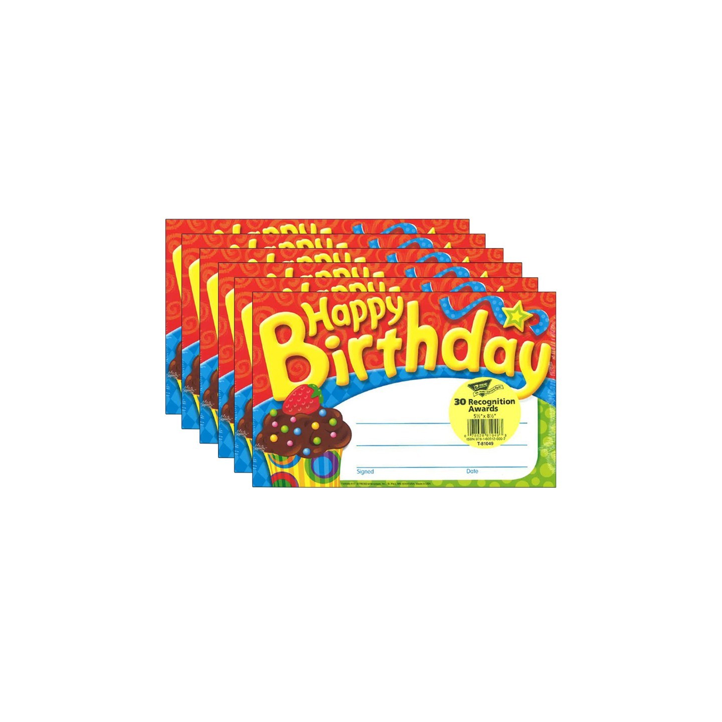 TREND Happy Birthday The Bake Shop™ Recognition Awards, 30 Per Pack, 6 Packs