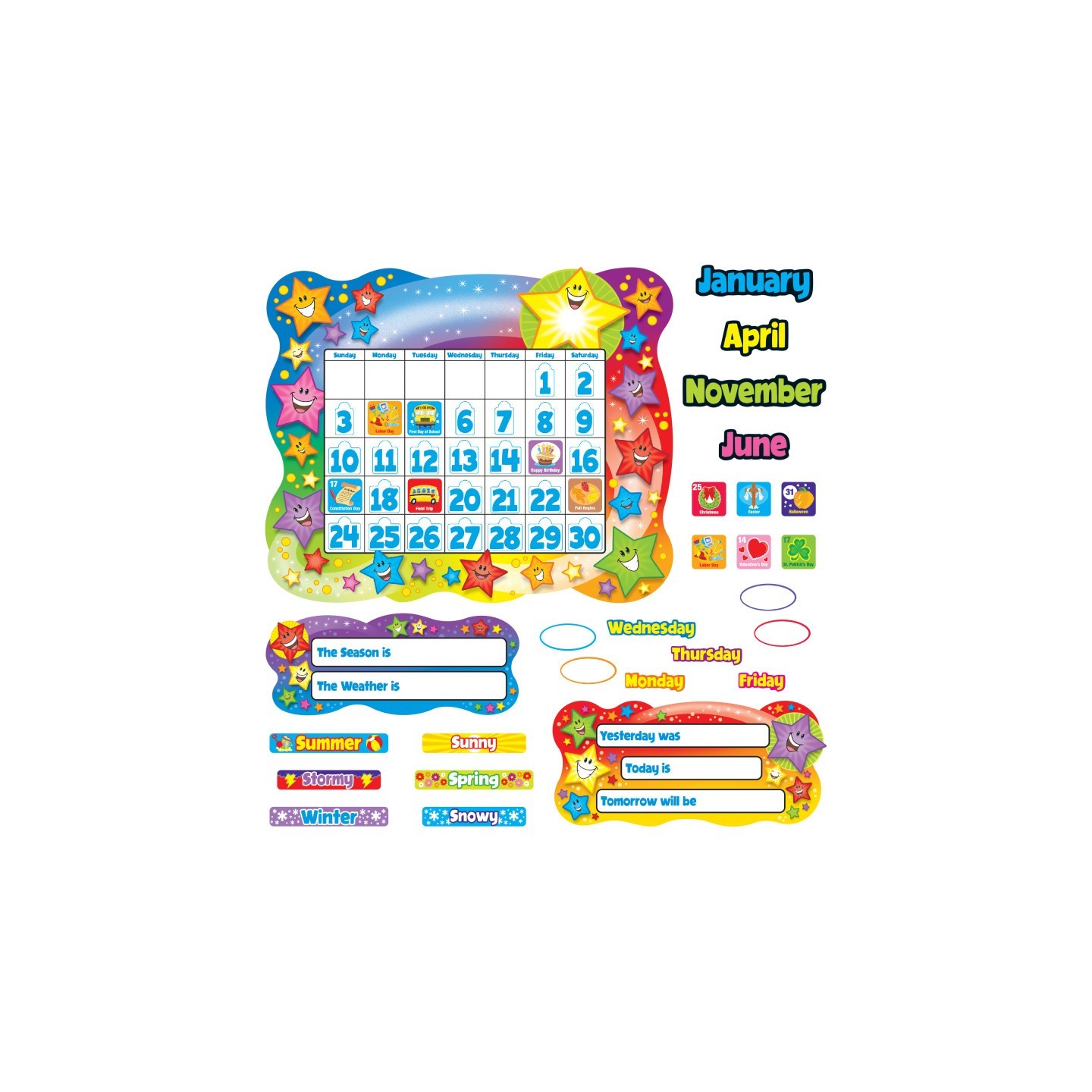 TREND Star Calendar Bulletin Board Set