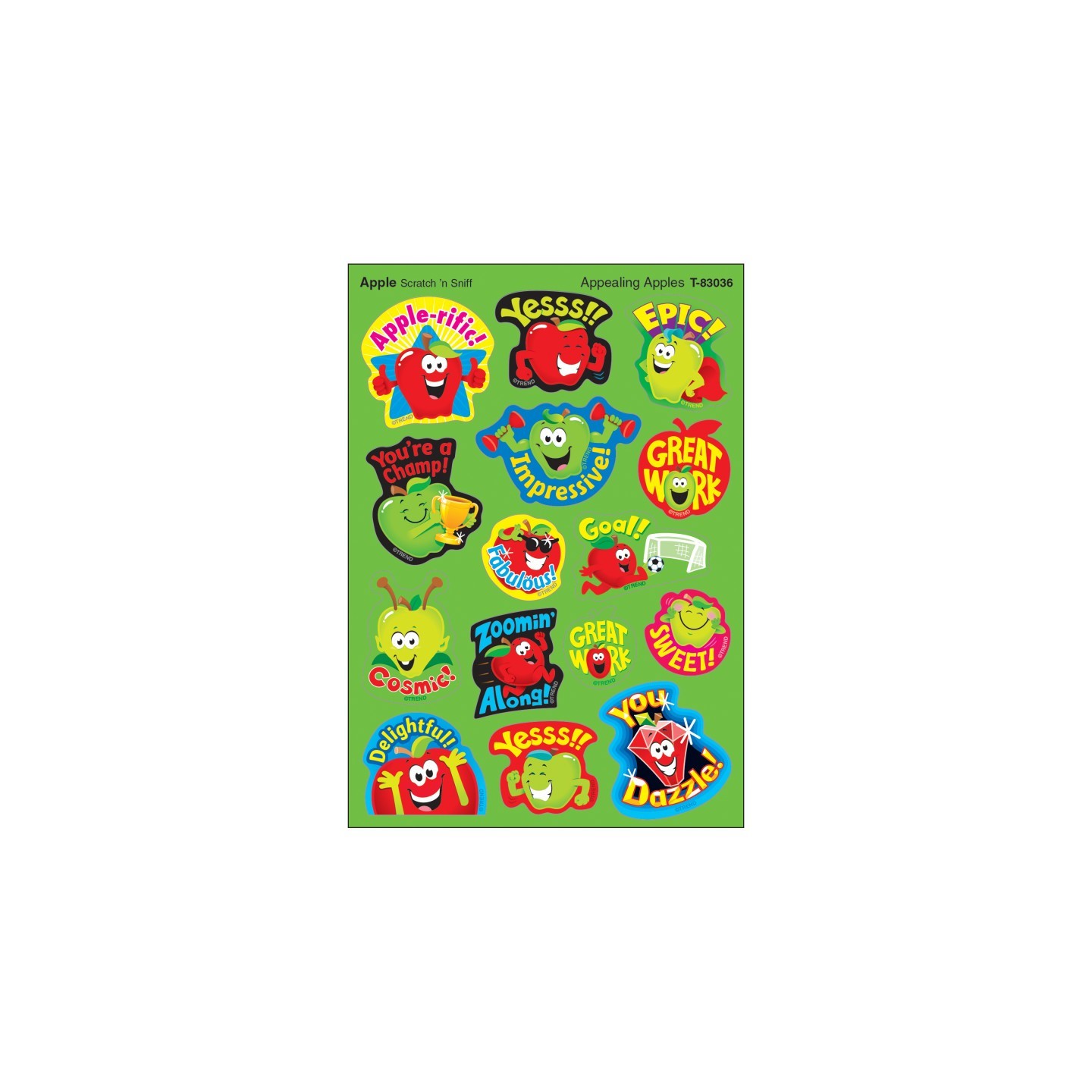 TREND Appealing Apples/Apple Mixed Shapes Stinky Stickers®, 60 Count