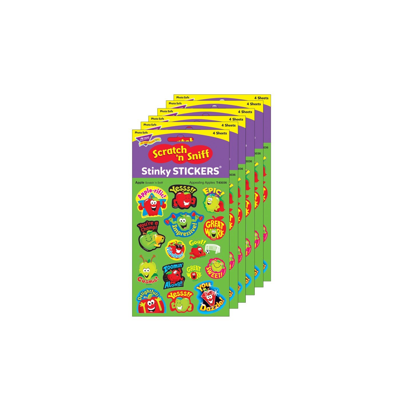 TREND Appealing Apples/Apple Mixed Shapes Stinky Stickers®, 60 Per Pack, 6 Packs