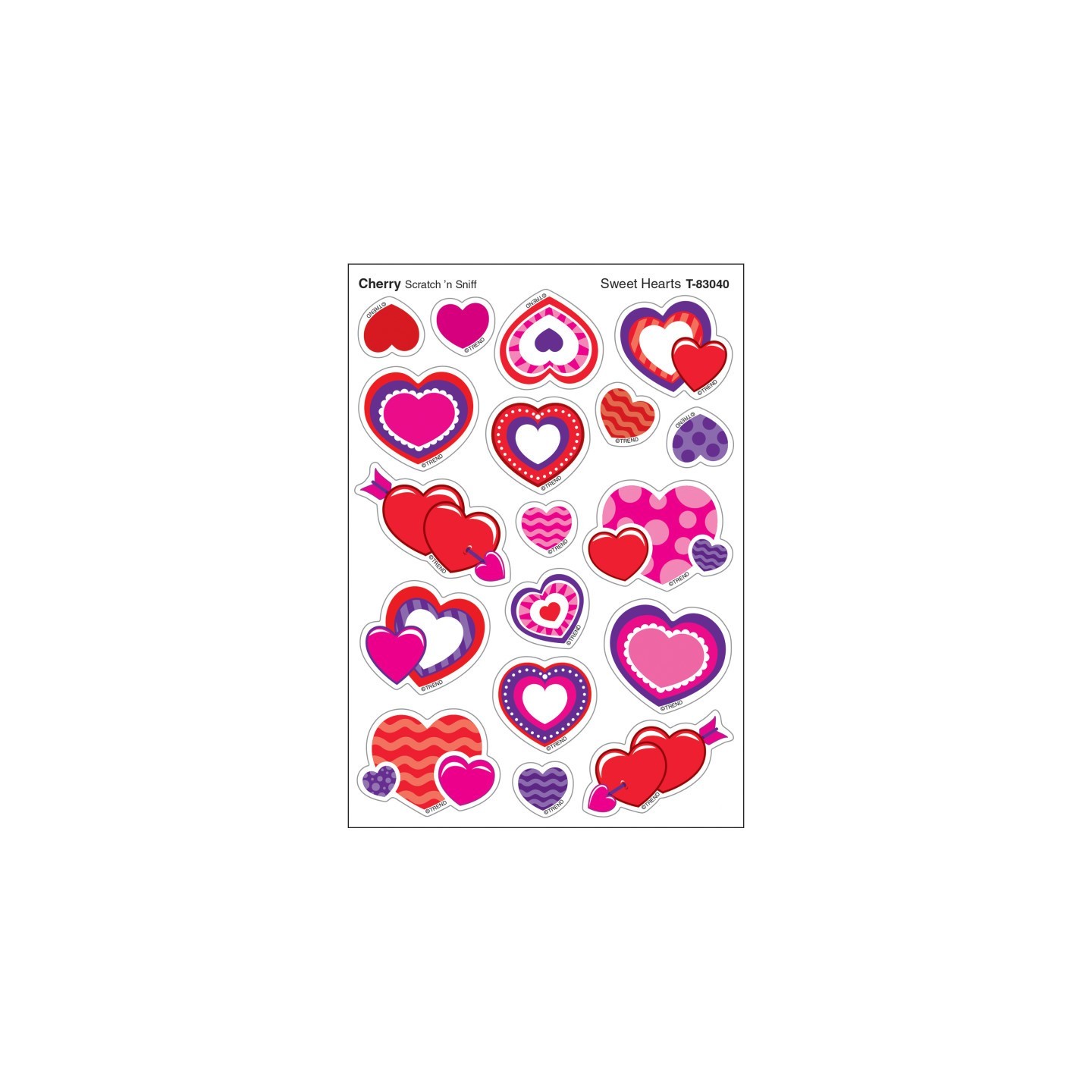 TREND Sweet Hearts/Cherry Mixed Shapes Stinky Stickers®, 72 Count