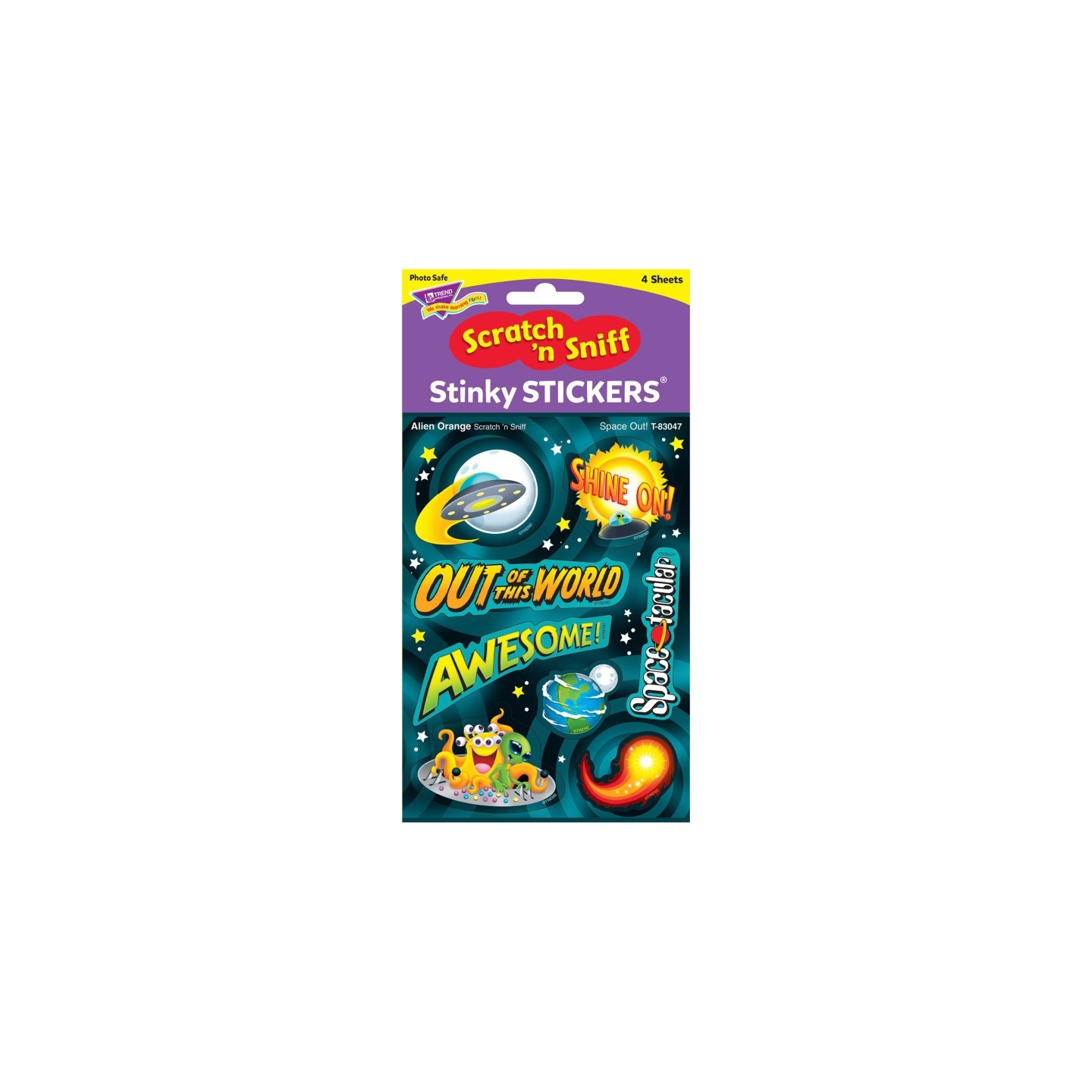 TREND Space Out!/Alien Orange Mixed Shapes Stinky Stickers®, 32 ct.
