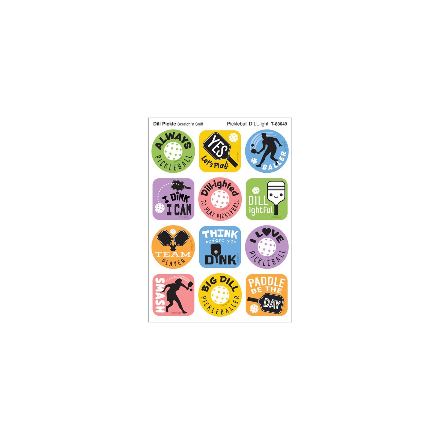 TREND Pickleball Pride, Dill Pickle Scent Scratch 'n Sniff Stinky Stickers®, Pack of 48