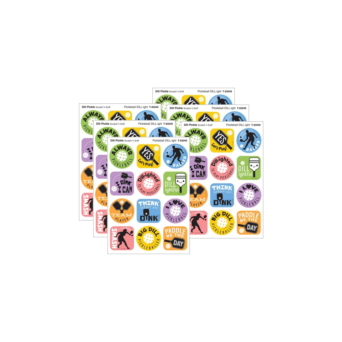 TREND Pickleball Pride, Dill Pickle Scent Scratch 'n Sniff Stinky Stickers®, 48 Per Pack, 6 Packs