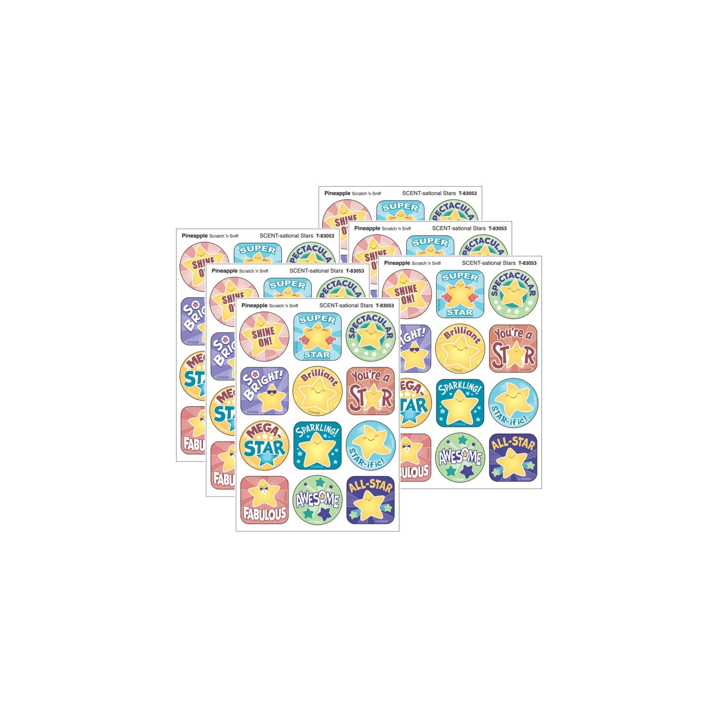 TREND SCENT-sational Stars, Pineapple Scent Scratch 'n Sniff Stinky Stickers®, 48 Per Pack, 6 Packs