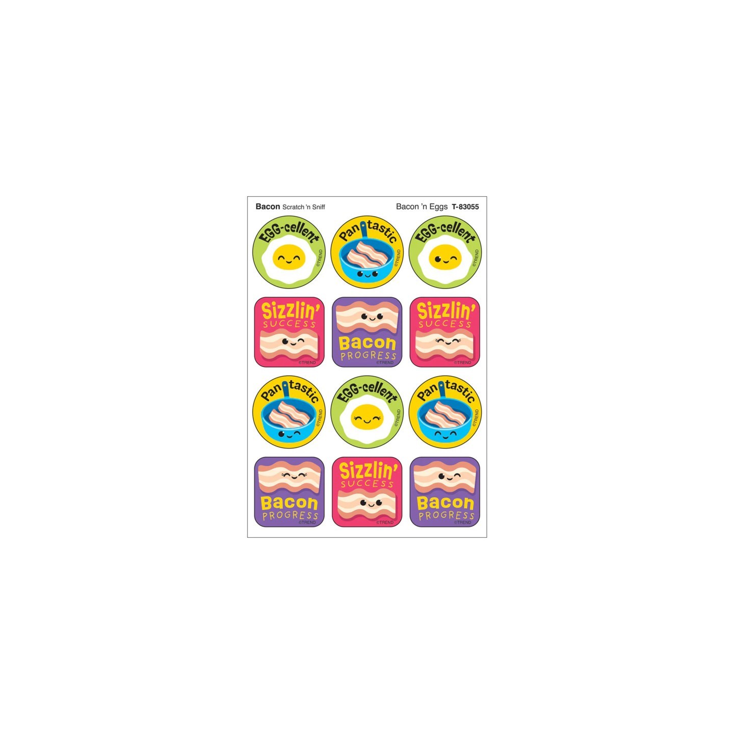 TREND Bacon 'n Eggs, Bacon Scent Scratch 'n Sniff Stinky Stickers®, Pack of 48
