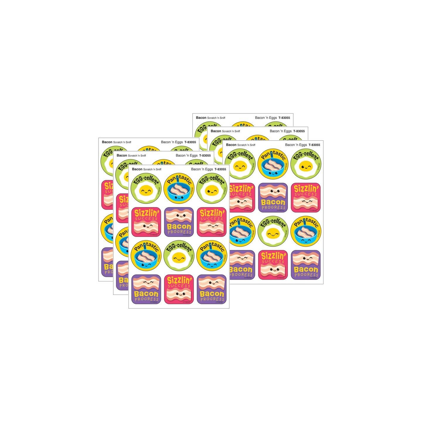 TREND Bacon 'n Eggs, Bacon Scent Scratch 'n Sniff Stinky Stickers®, 48 Per Pack, 6 Packs