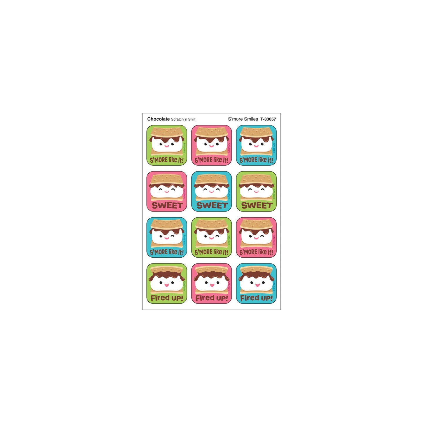 TREND S'more Smiles, Chocolate Scent Scratch 'n Sniff Stinky Stickers®, Pack of 48