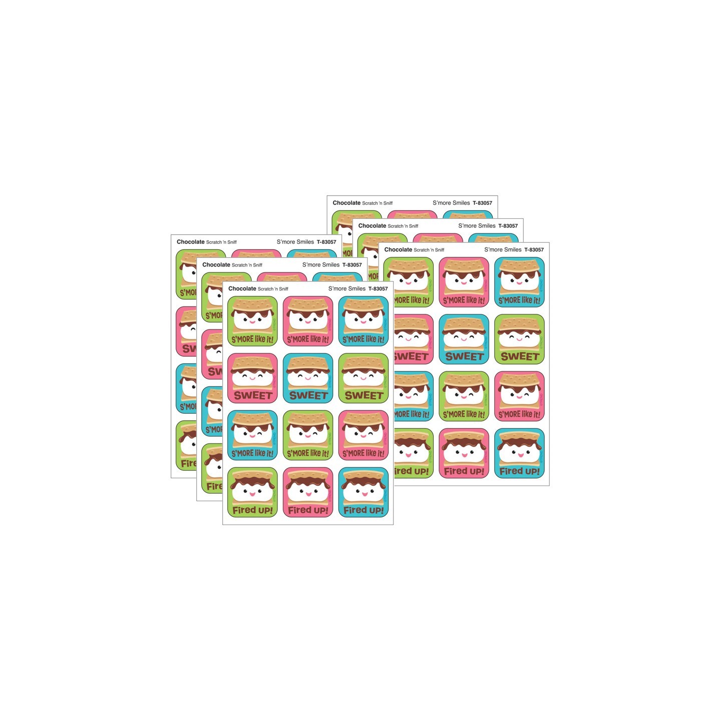 TREND S'more Smiles, Chocolate Scent Scratch 'n Sniff Stinky Stickers®, 48 Per Pack, 6 Packs