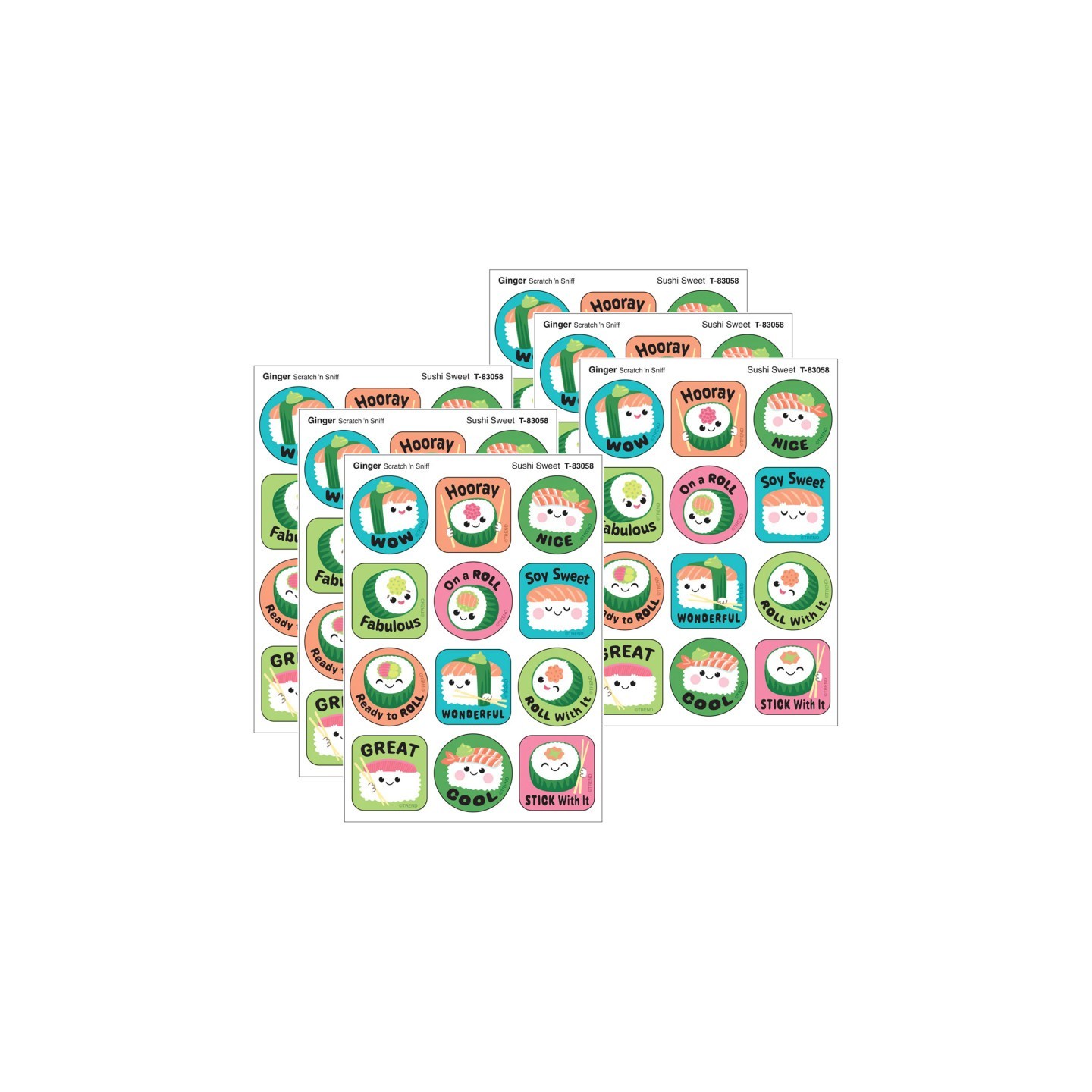 TREND Sushi Sweet, Ginger Scent Scratch 'n Sniff Stinky Stickers®, 48 Per Pack, 6 Packs