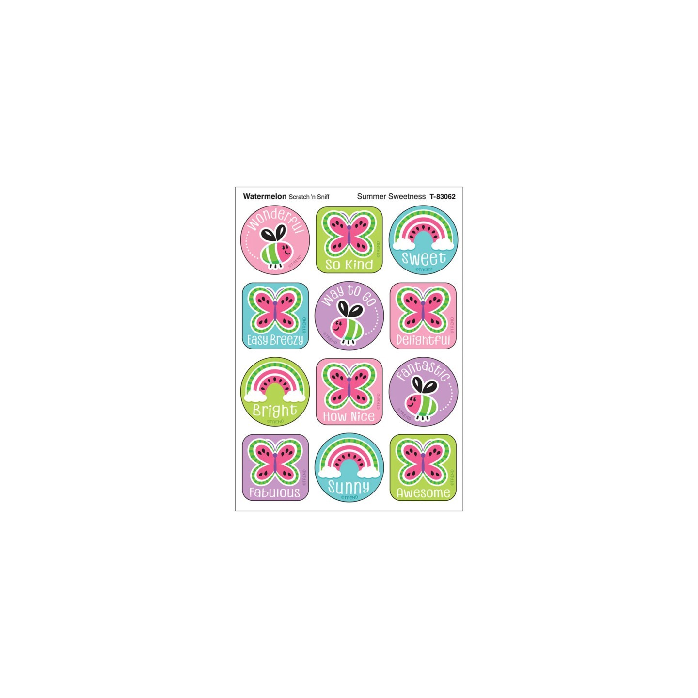 TREND Summer Sweetness, Watermelon Scent Scratch 'n Sniff Stinky Stickers®, Pack of 48