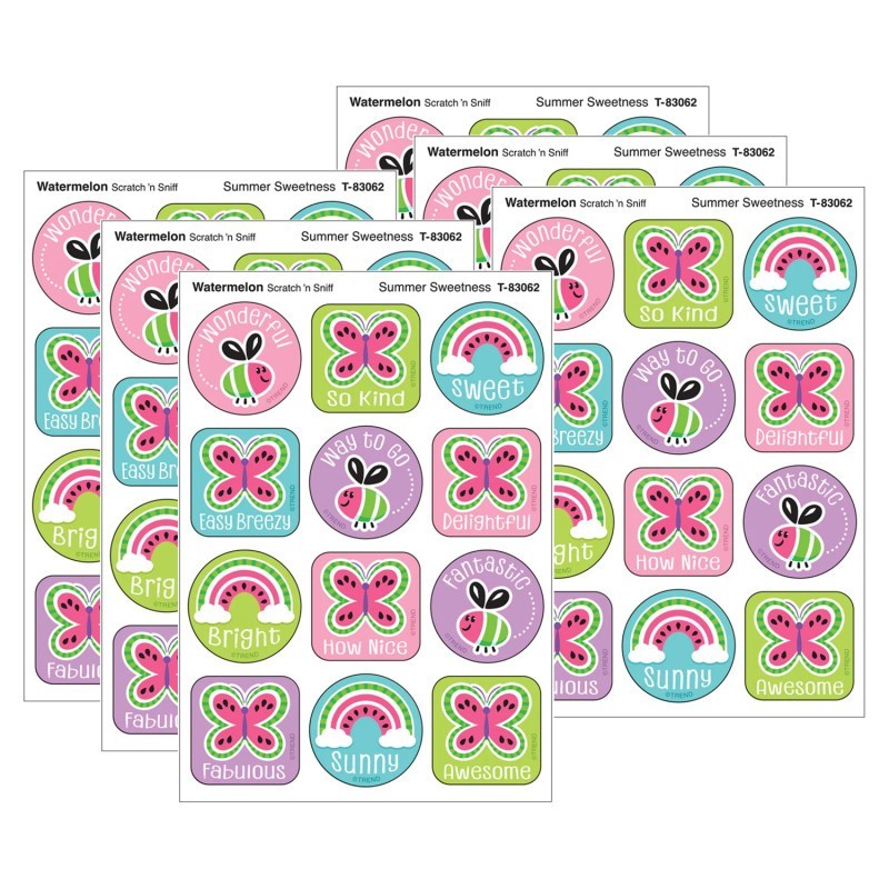TREND Summer Sweetness, Watermelon Scent Scratch 'n Sniff Stinky Stickers®, 48 Per Pack, 6 Packs