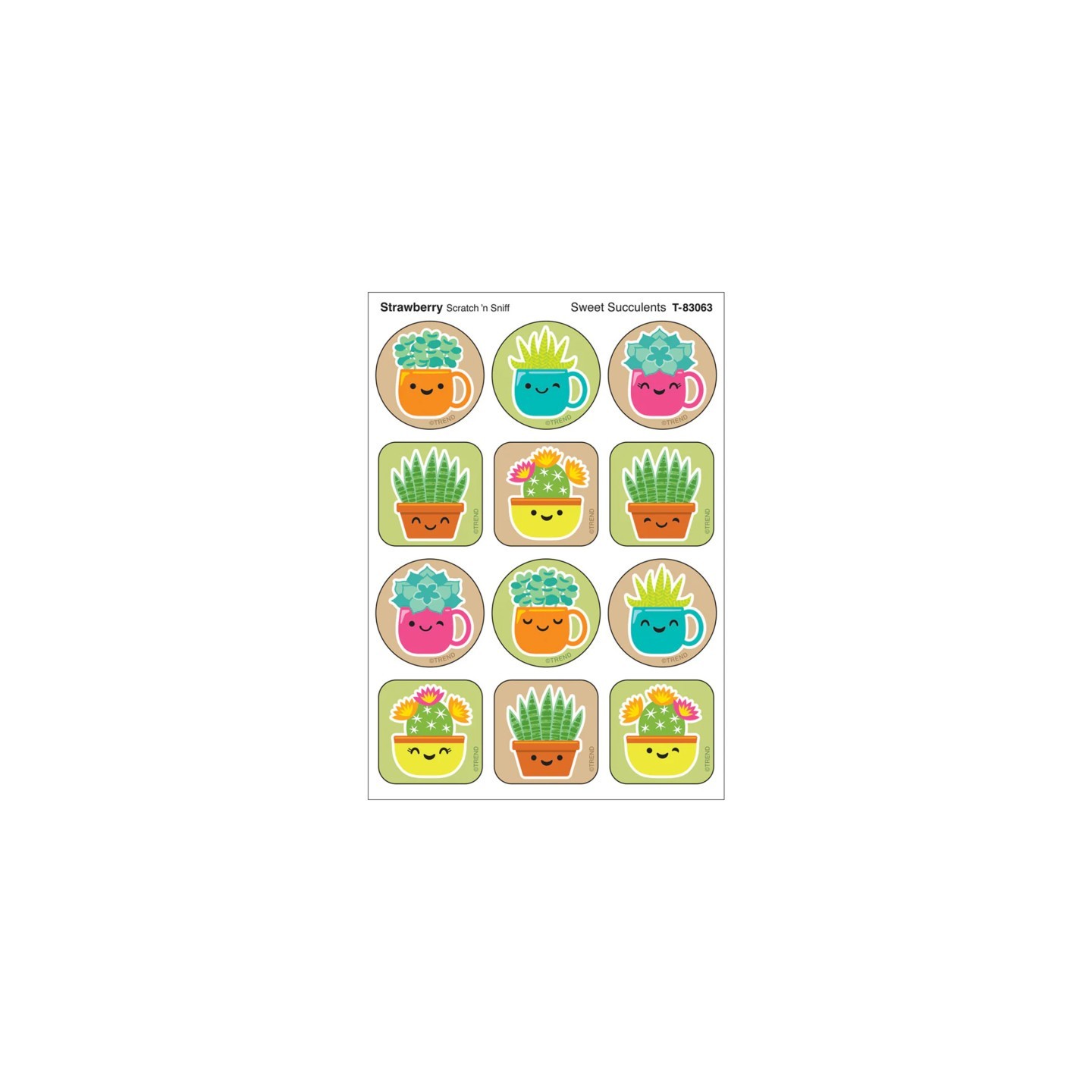TREND Sweet Succulents, Strawberry Scent Scratch 'n Sniff Stinky Stickers®, Pack of 48